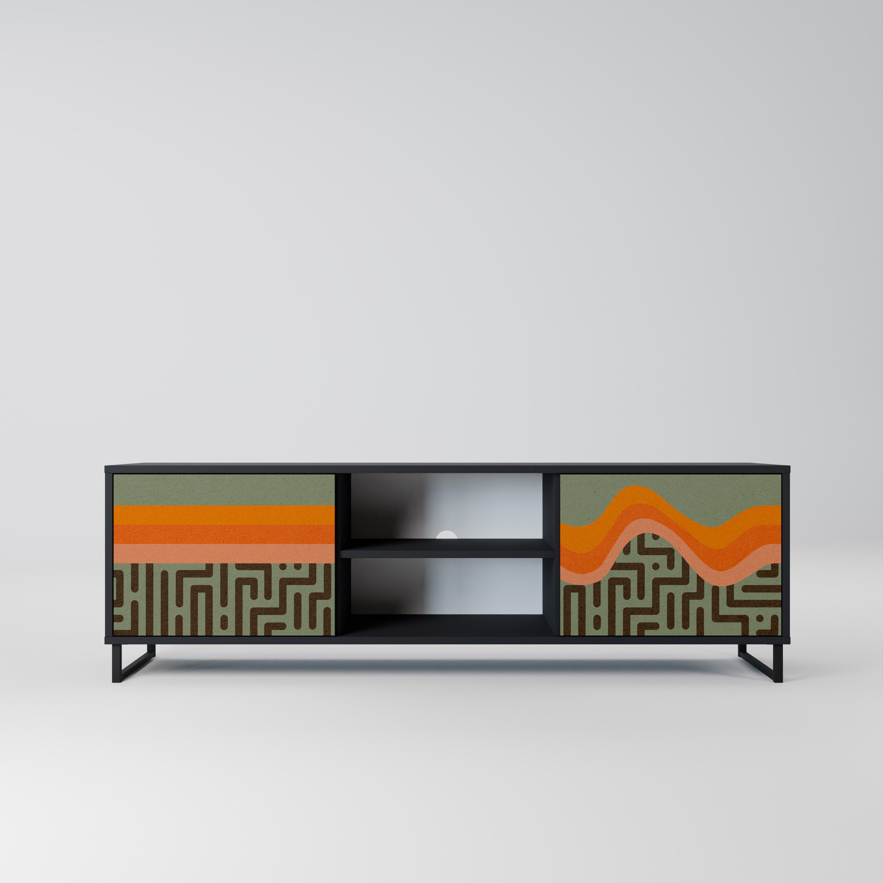 SOLUCIONES SIMPLES Mueble de TV de 2 puertas en acabado negro