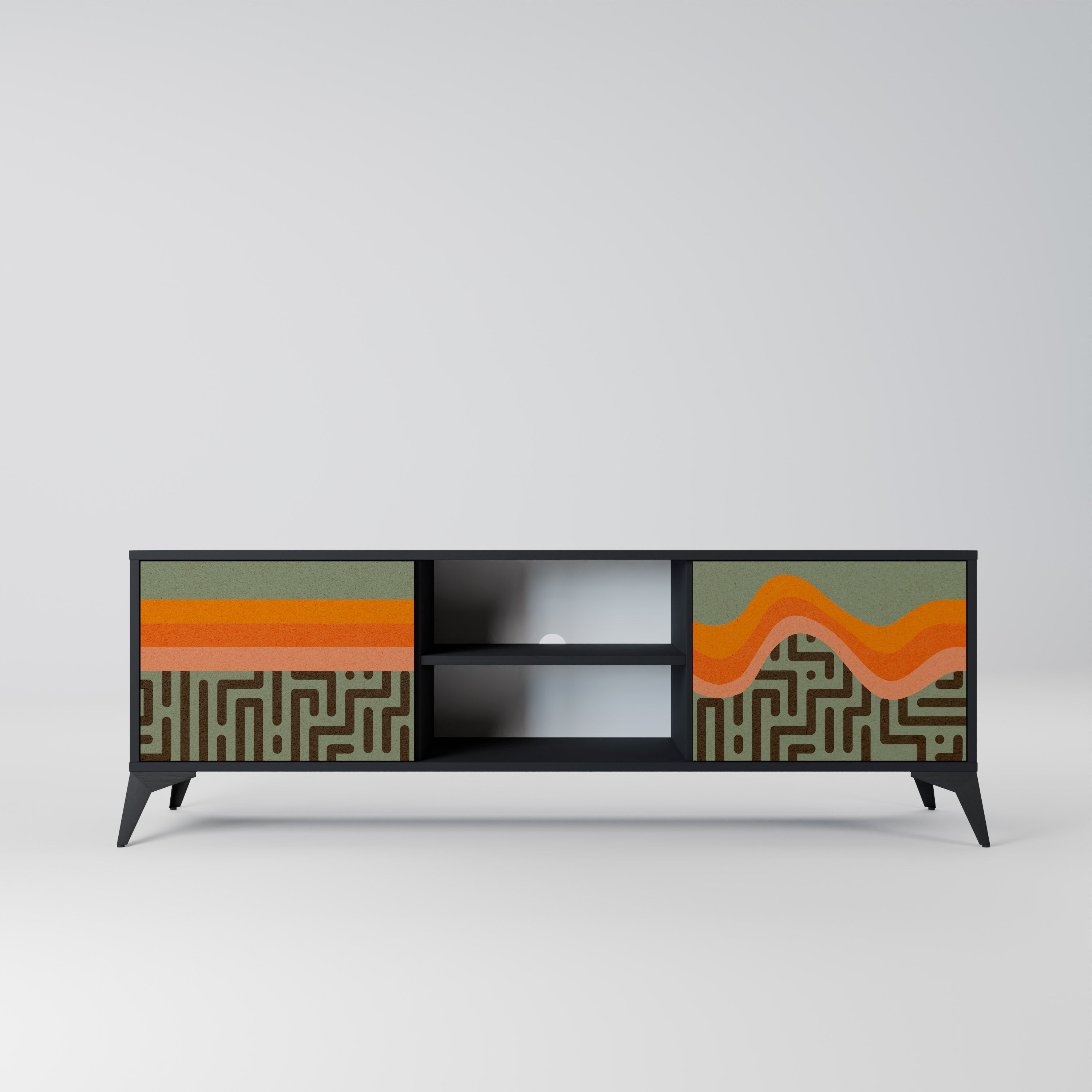 SOLUCIONES SIMPLES Mueble de TV de 2 puertas en acabado negro