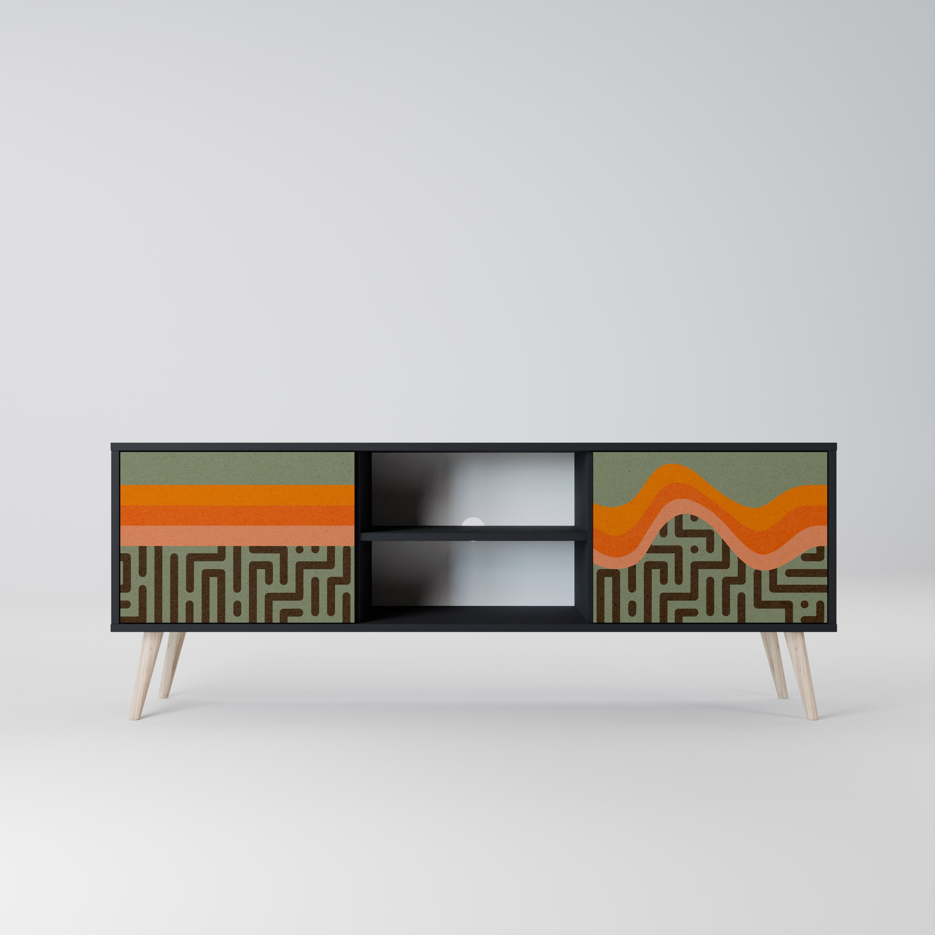 SOLUCIONES SIMPLES Mueble de TV de 2 puertas en acabado negro