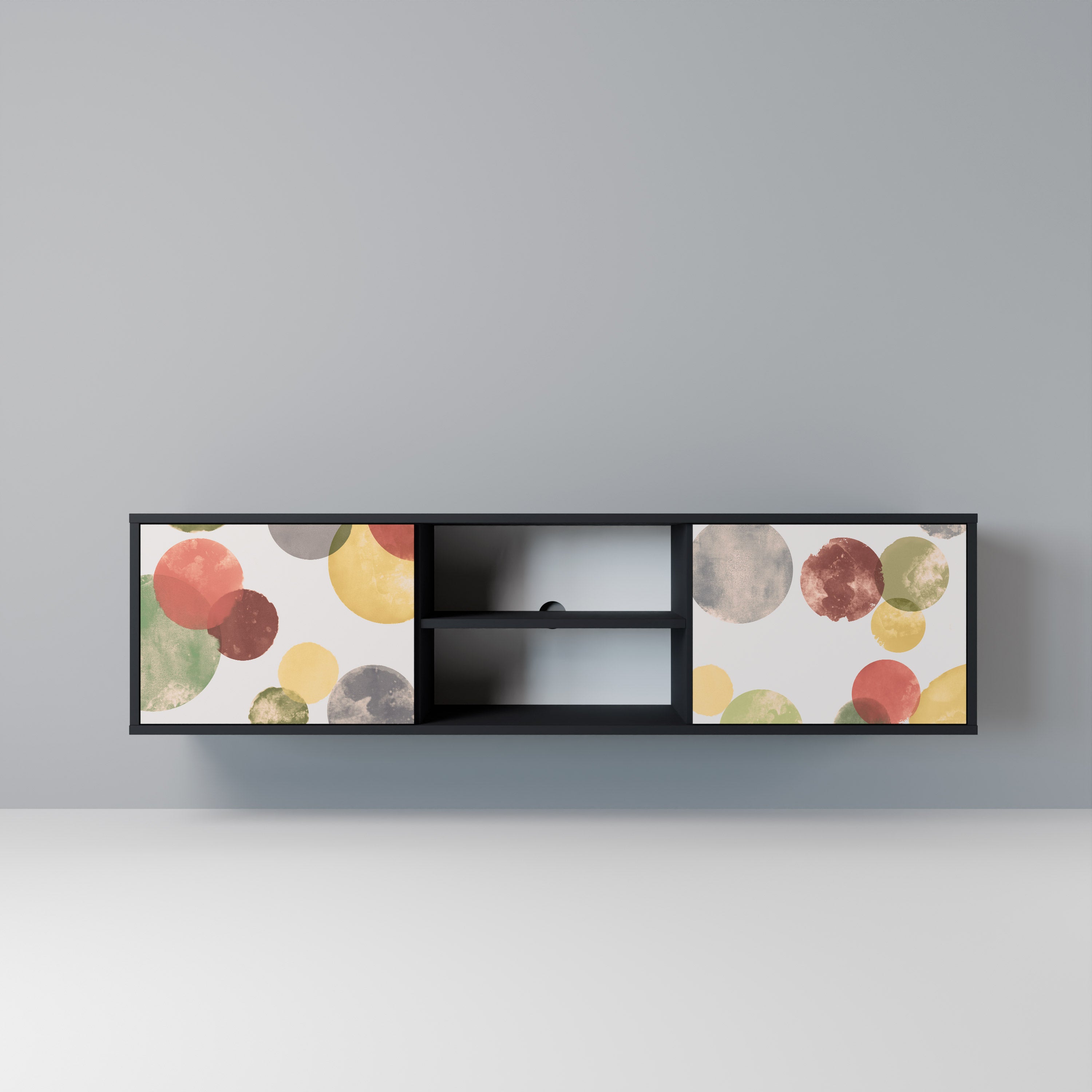 Mueble de TV FLEETING HAPPINESS de 2 puertas con acabado negro