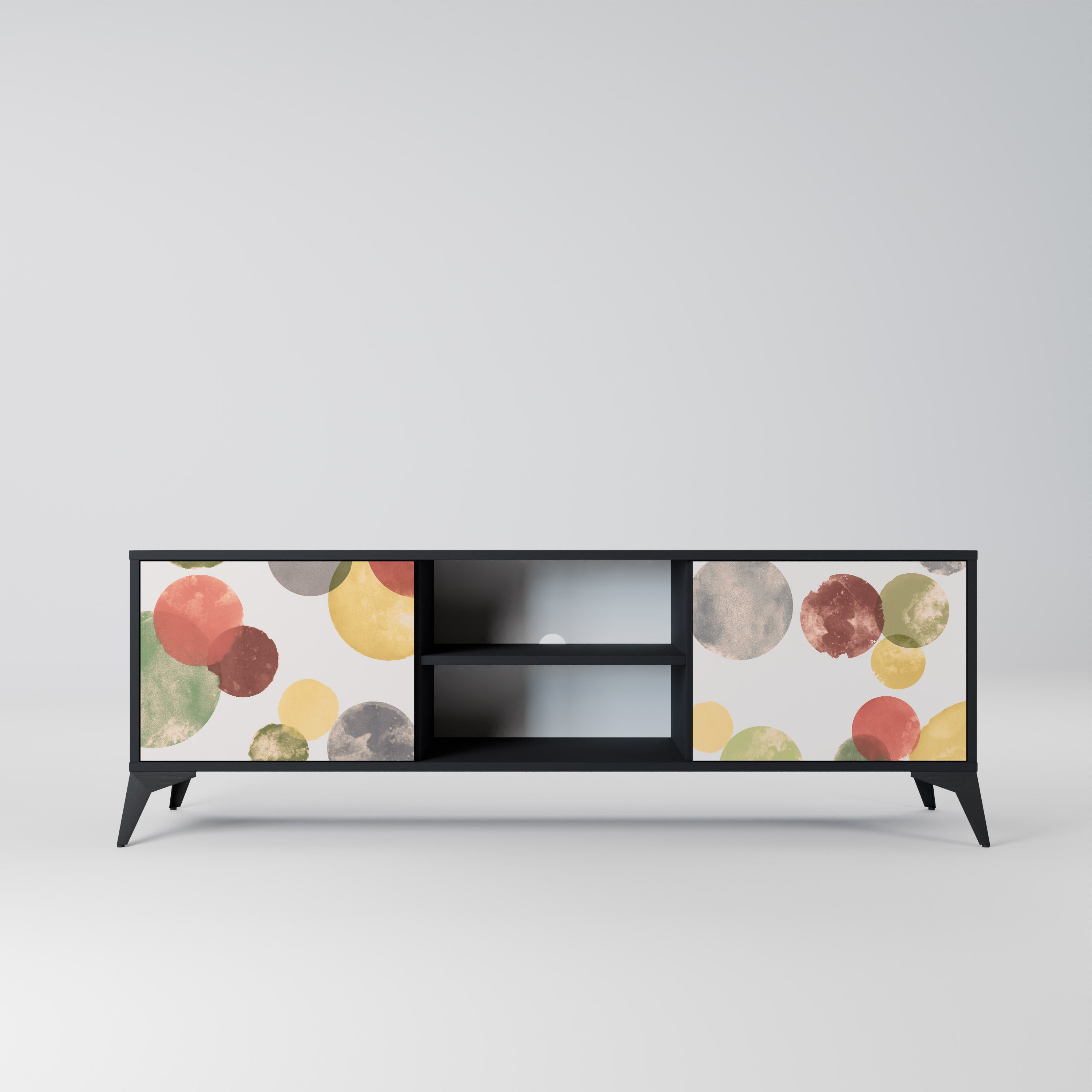 Mueble de TV FLEETING HAPPINESS de 2 puertas con acabado negro