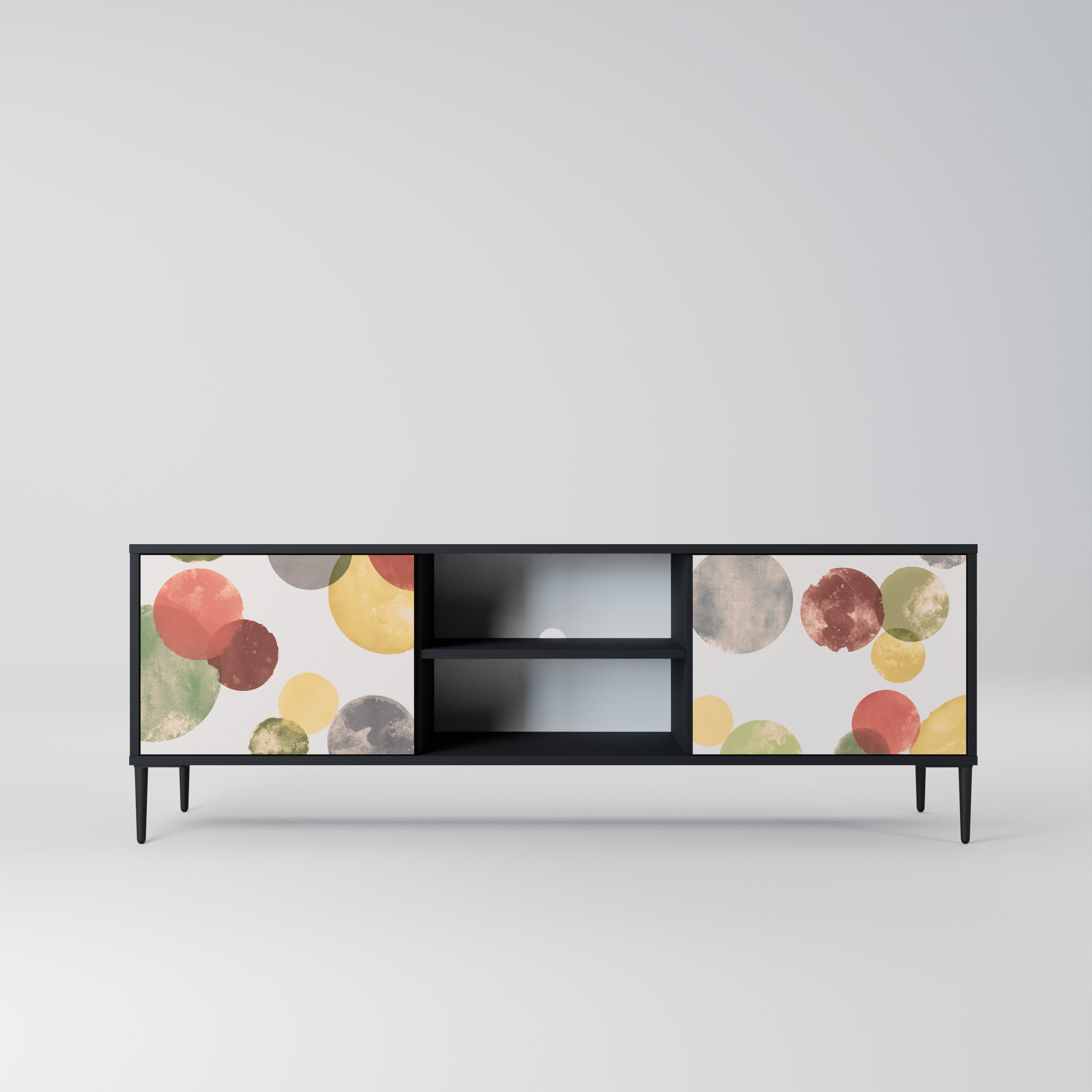 Mueble de TV FLEETING HAPPINESS de 2 puertas con acabado negro