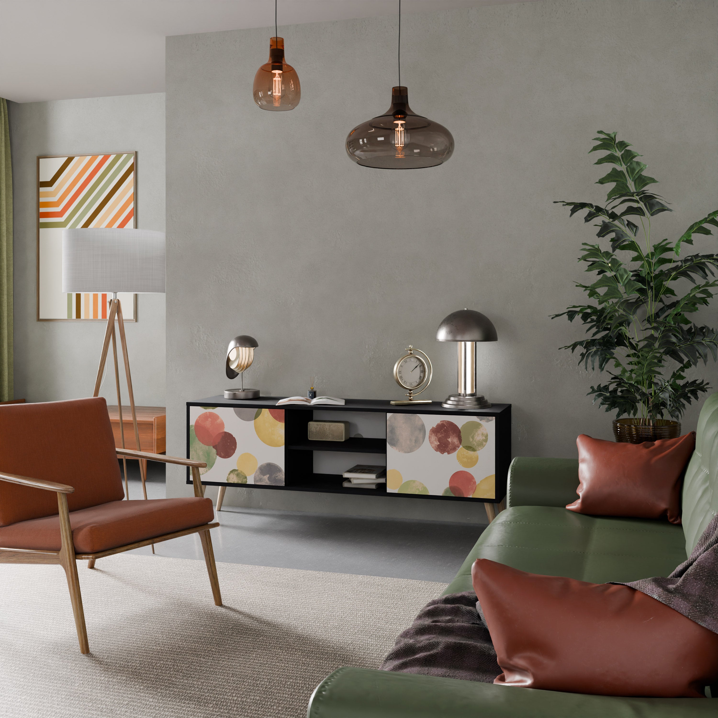 Mueble de TV FLEETING HAPPINESS de 2 puertas con acabado negro