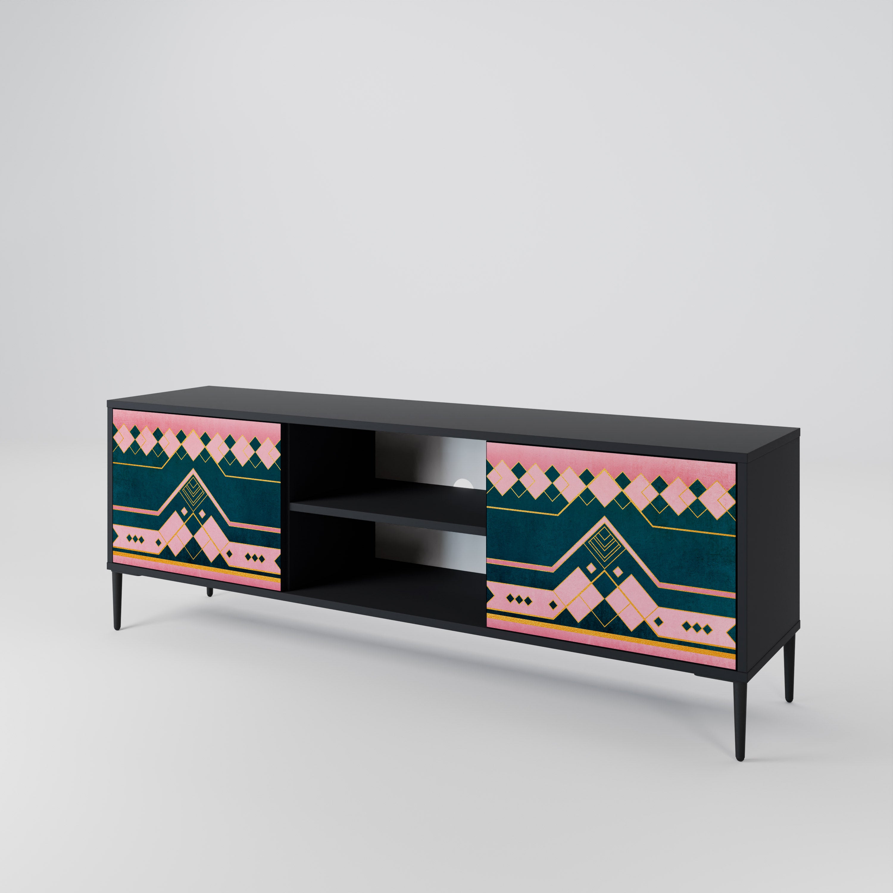 Mueble de TV de 2 puertas ROYAL COMPOSITION en acabado negro