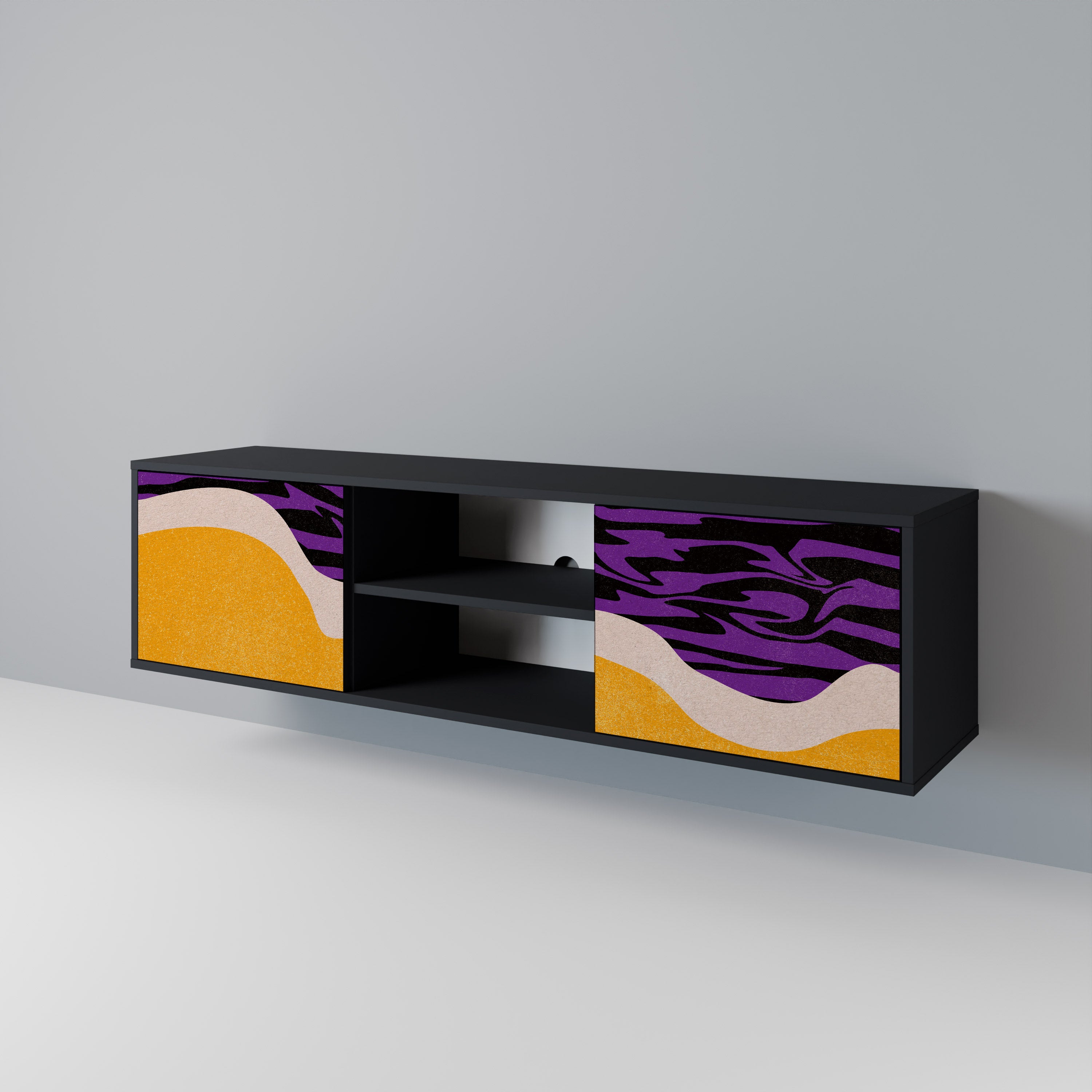 Mueble de TV INDEPENDENT BORDER de 2 puertas con acabado negro