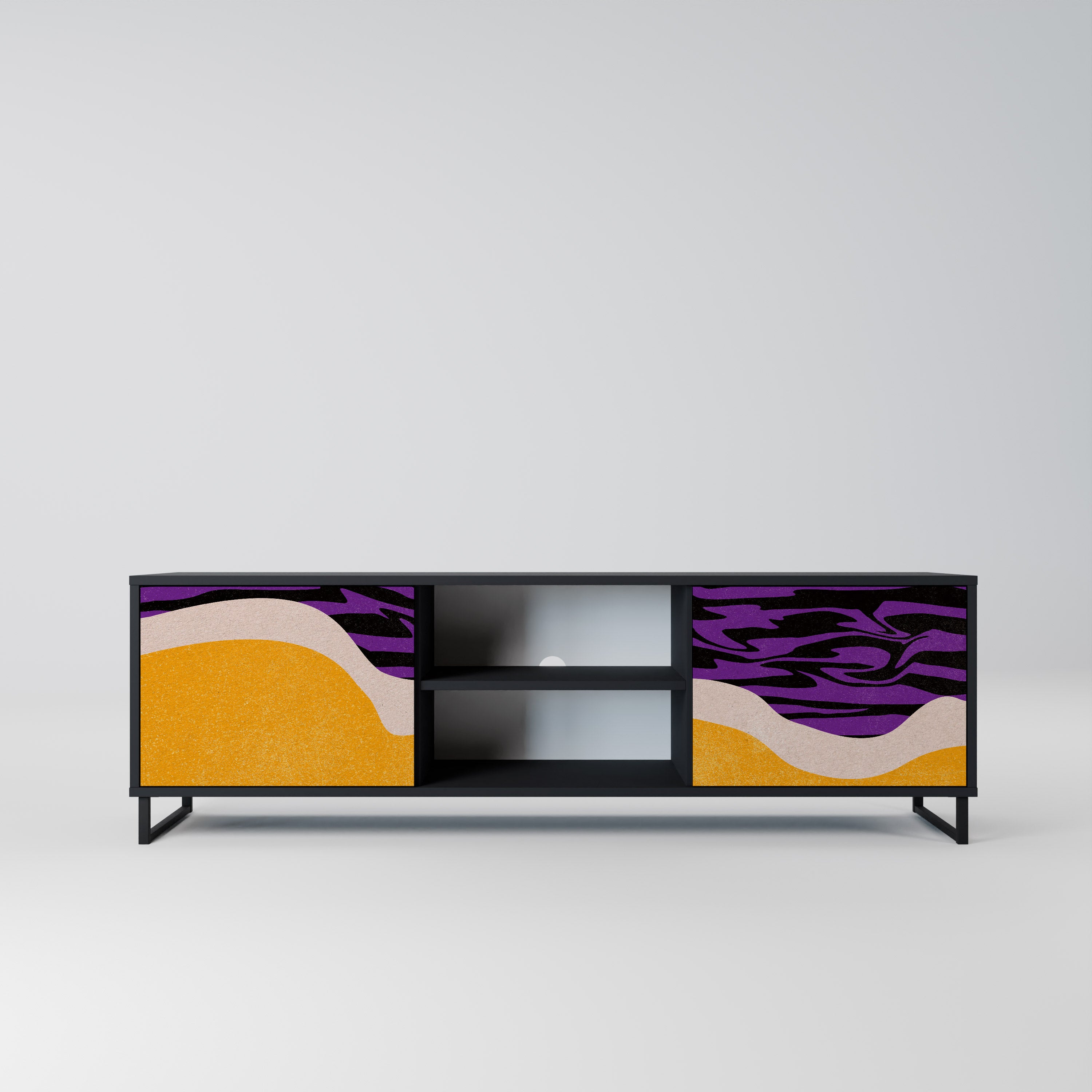 Mueble de TV INDEPENDENT BORDER de 2 puertas con acabado negro