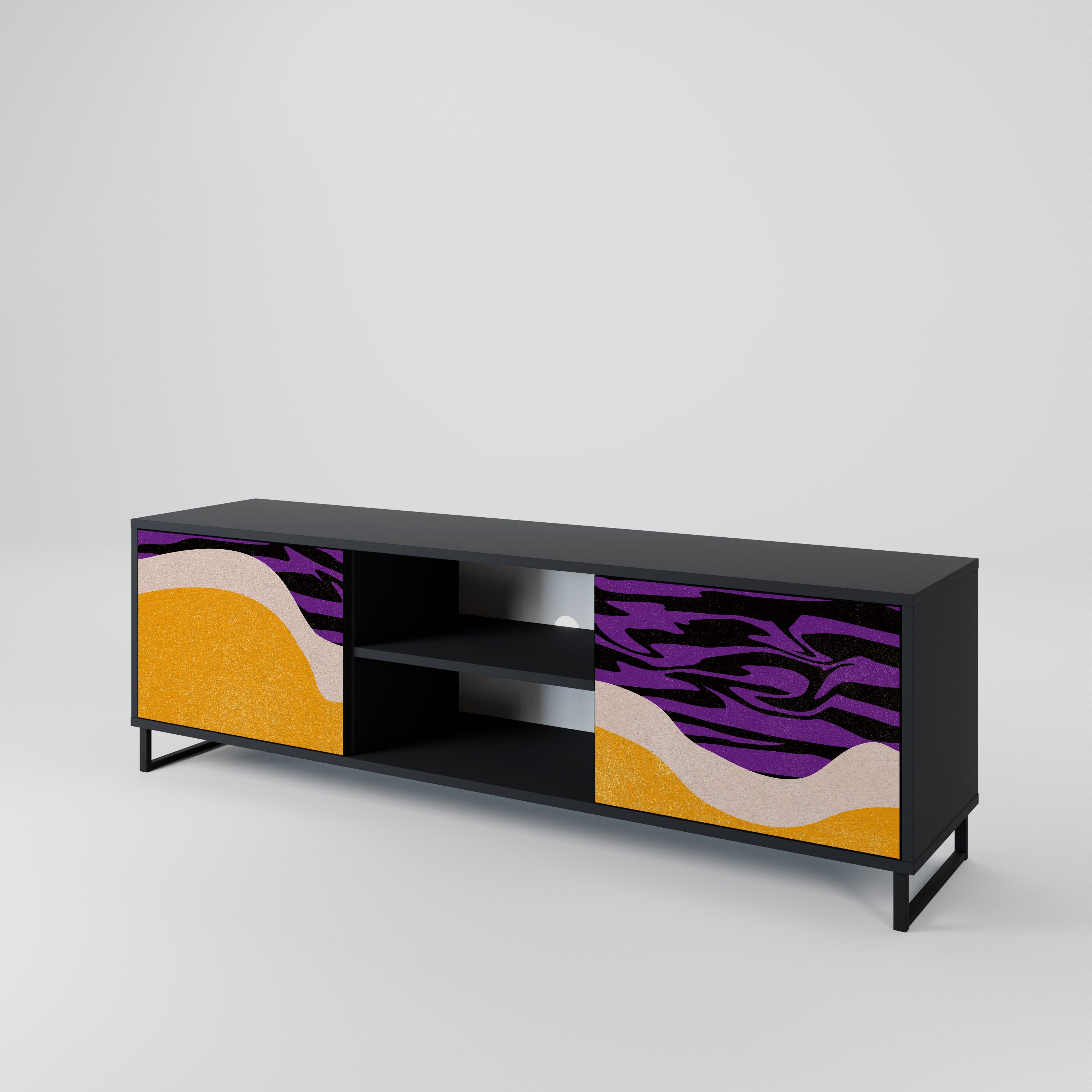 Mueble de TV INDEPENDENT BORDER de 2 puertas con acabado negro