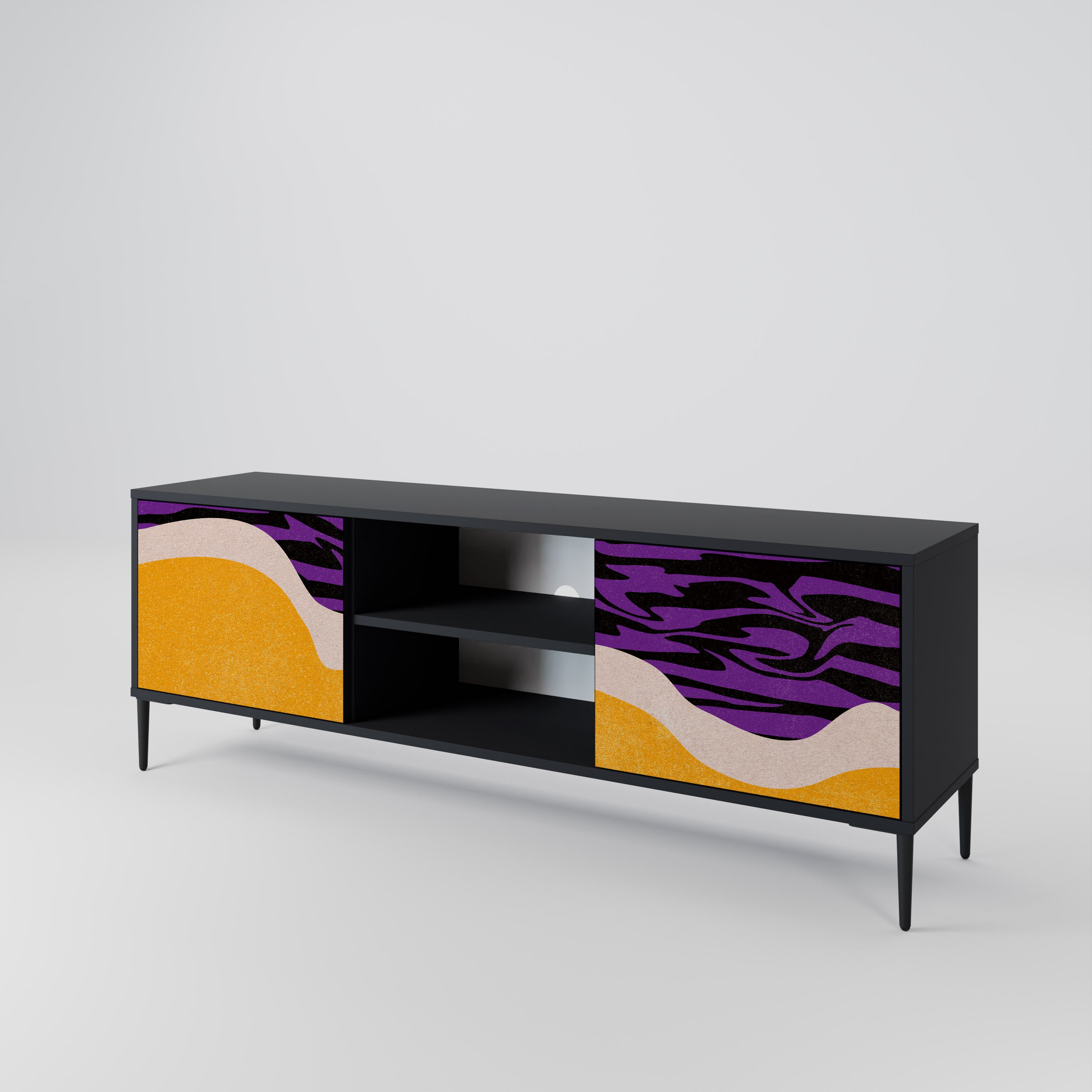 Mueble de TV INDEPENDENT BORDER de 2 puertas con acabado negro