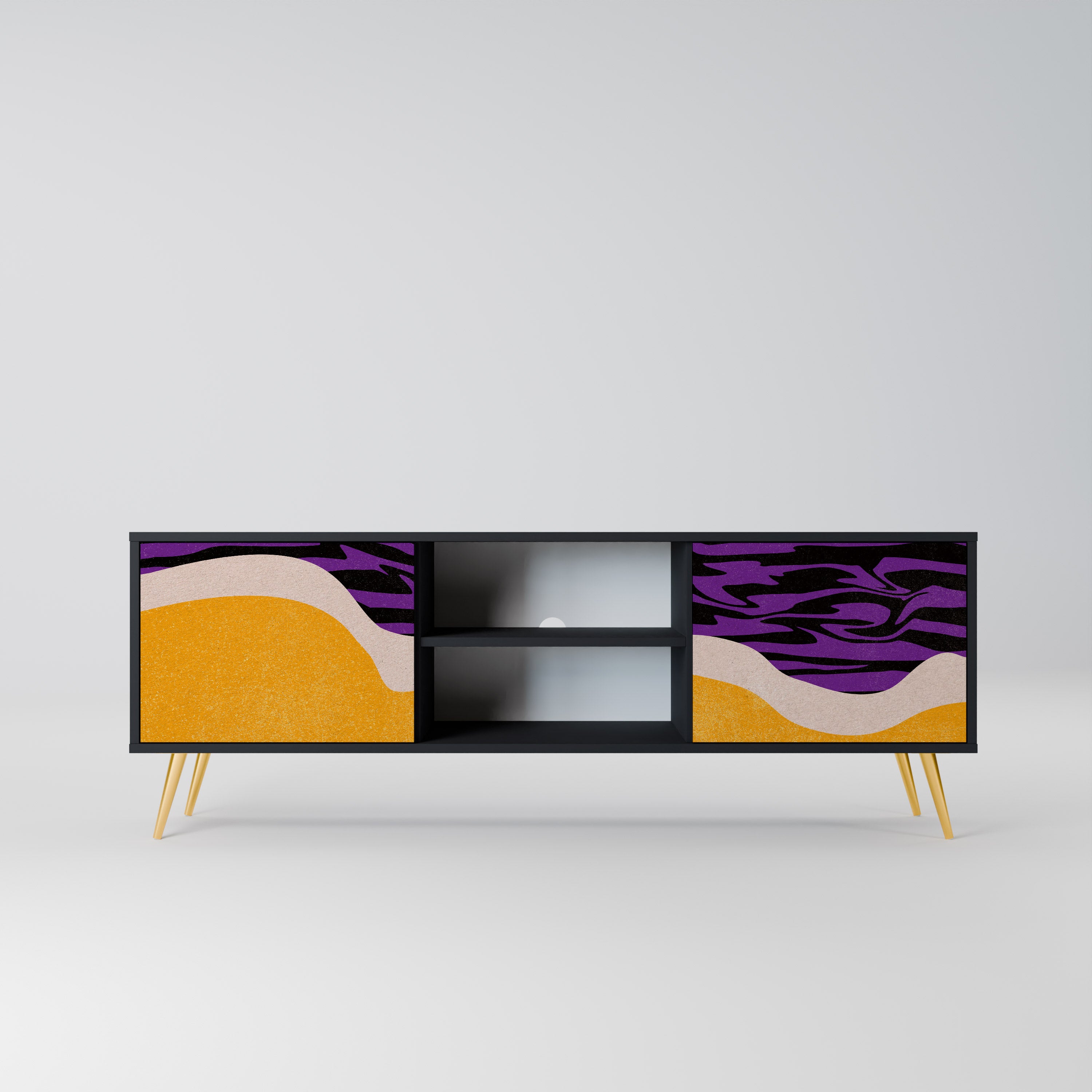 Mueble de TV INDEPENDENT BORDER de 2 puertas con acabado negro