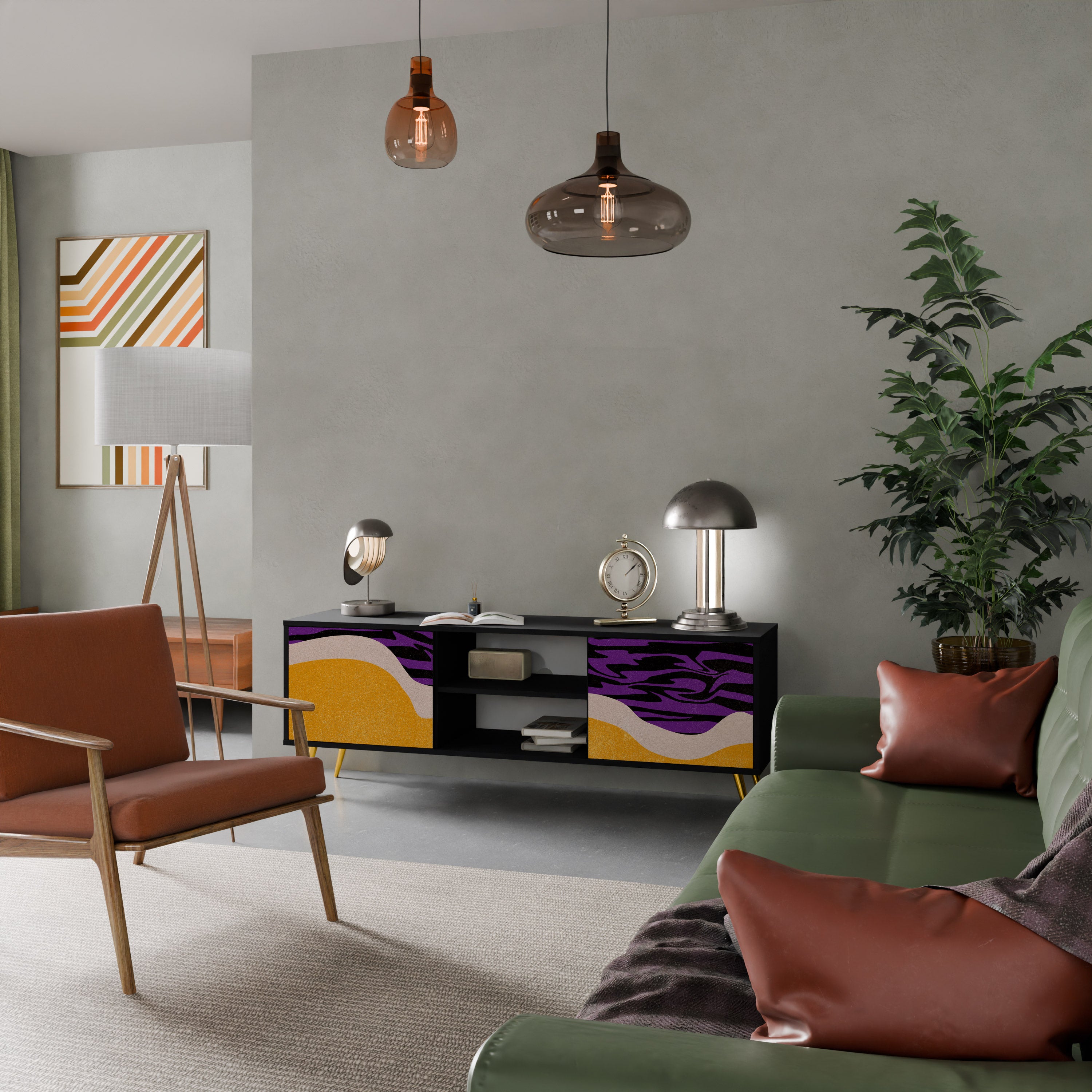 Mueble de TV INDEPENDENT BORDER de 2 puertas con acabado negro