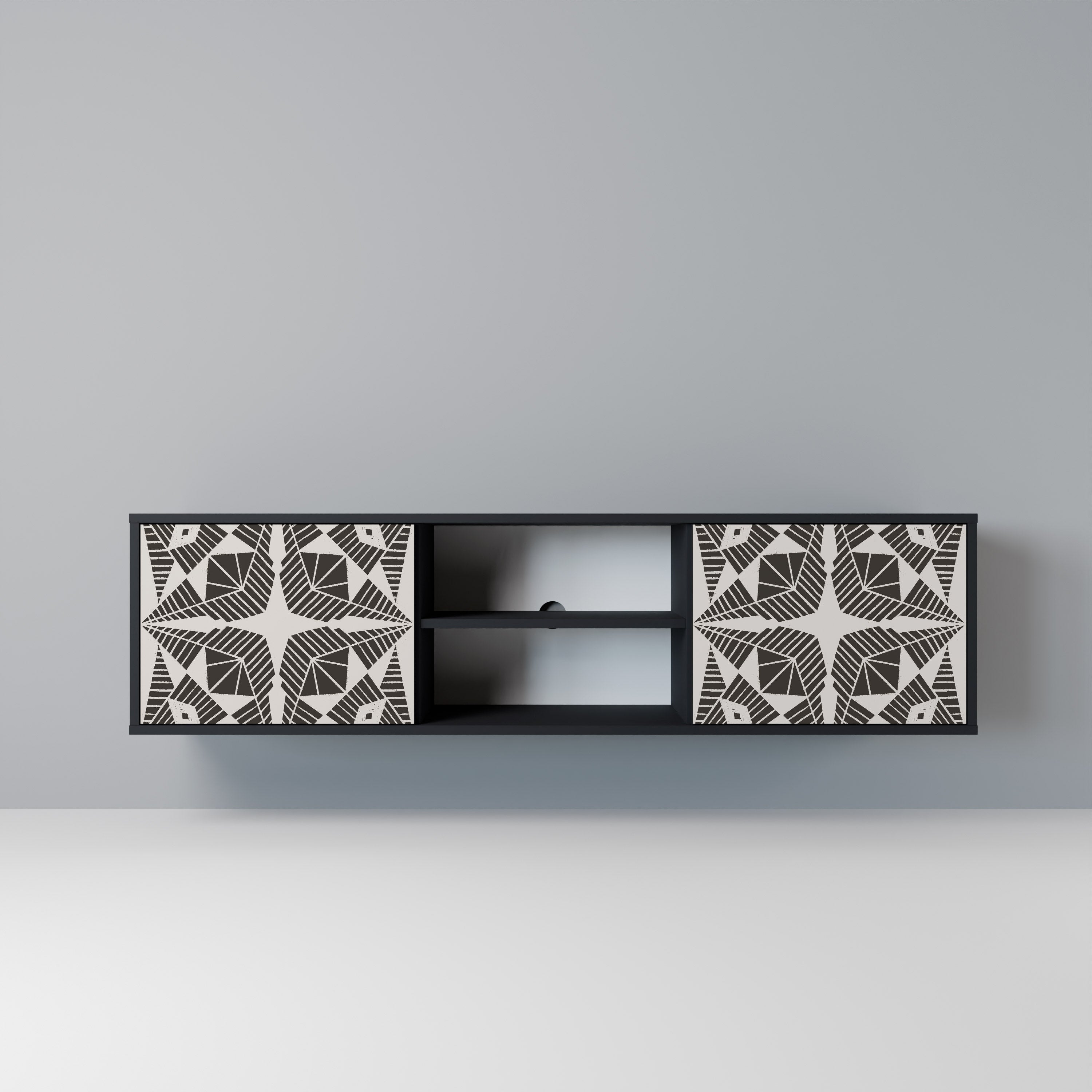 Mueble de TV MONOCROMÁTICO NEXUS de 2 puertas con acabado negro