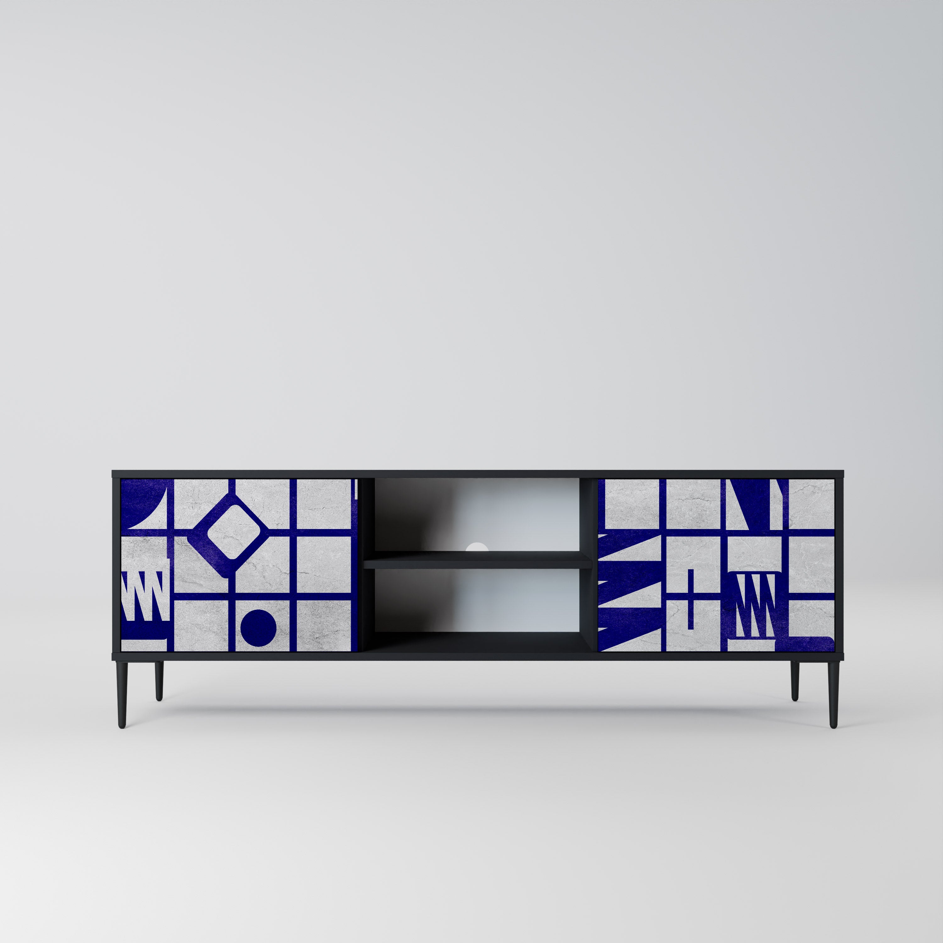 Mueble de TV de 2 puertas THE RIGHT PLACES con acabado negro