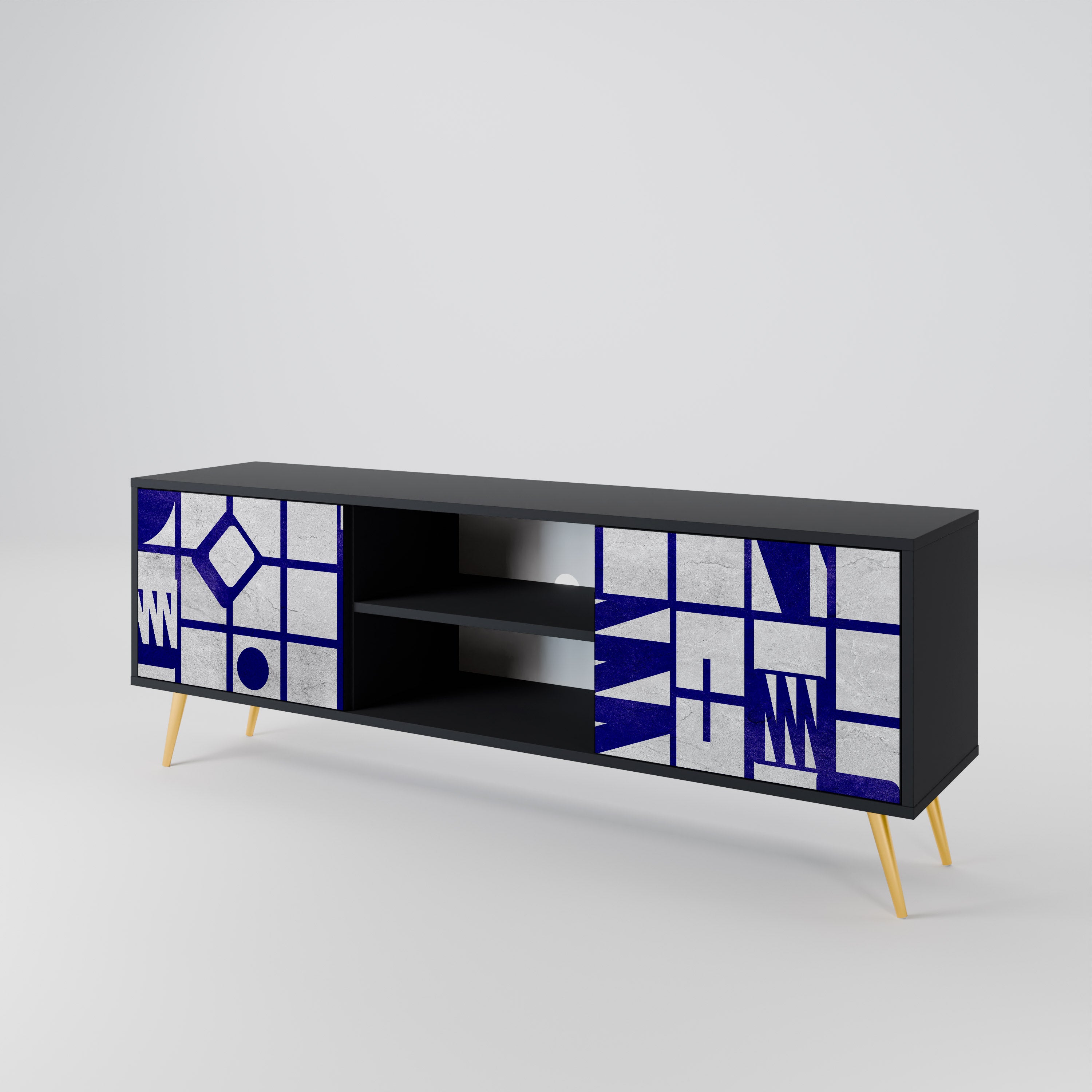 Mueble de TV de 2 puertas THE RIGHT PLACES con acabado negro
