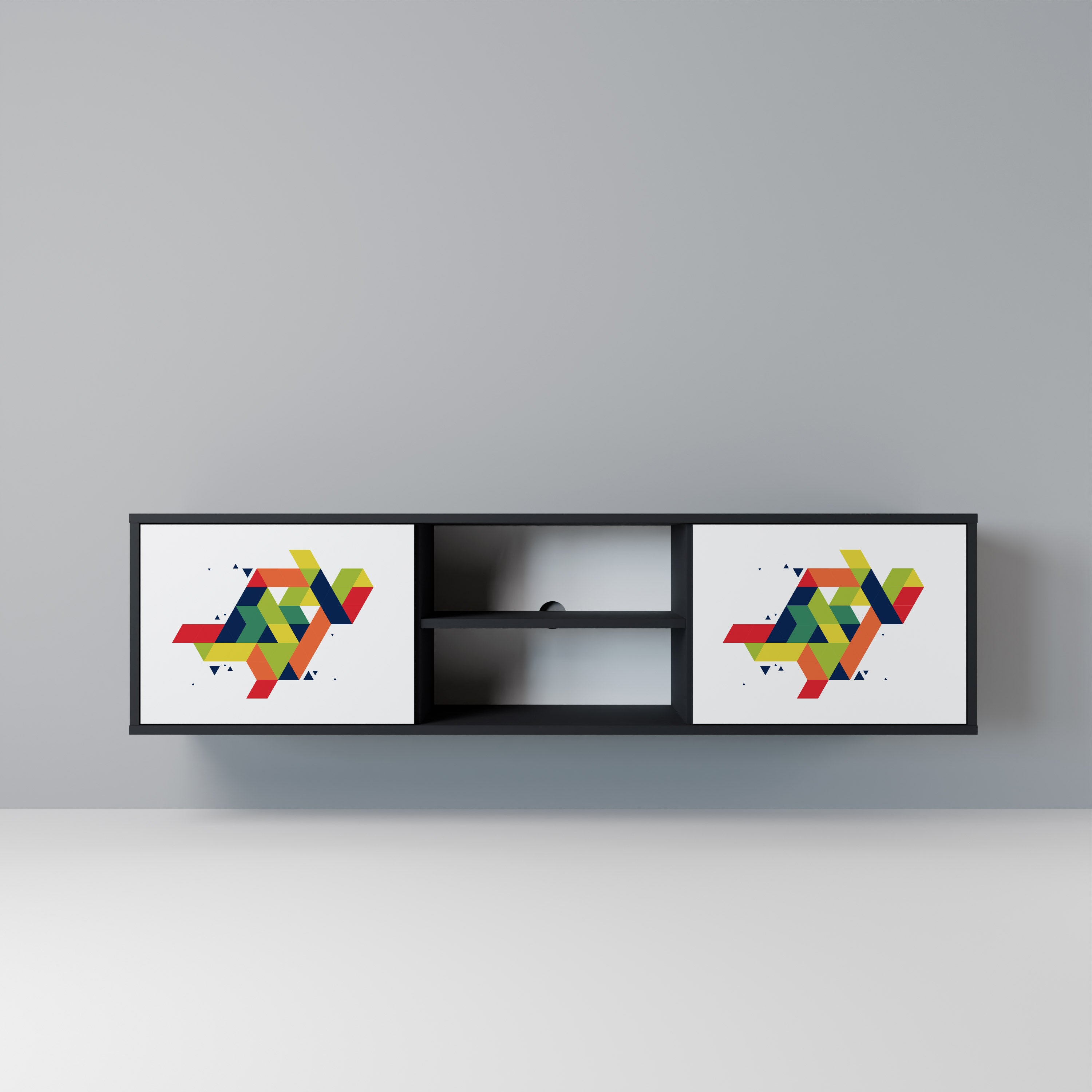 Mueble de TV de dos puertas FUTURE SIGN con acabado negro