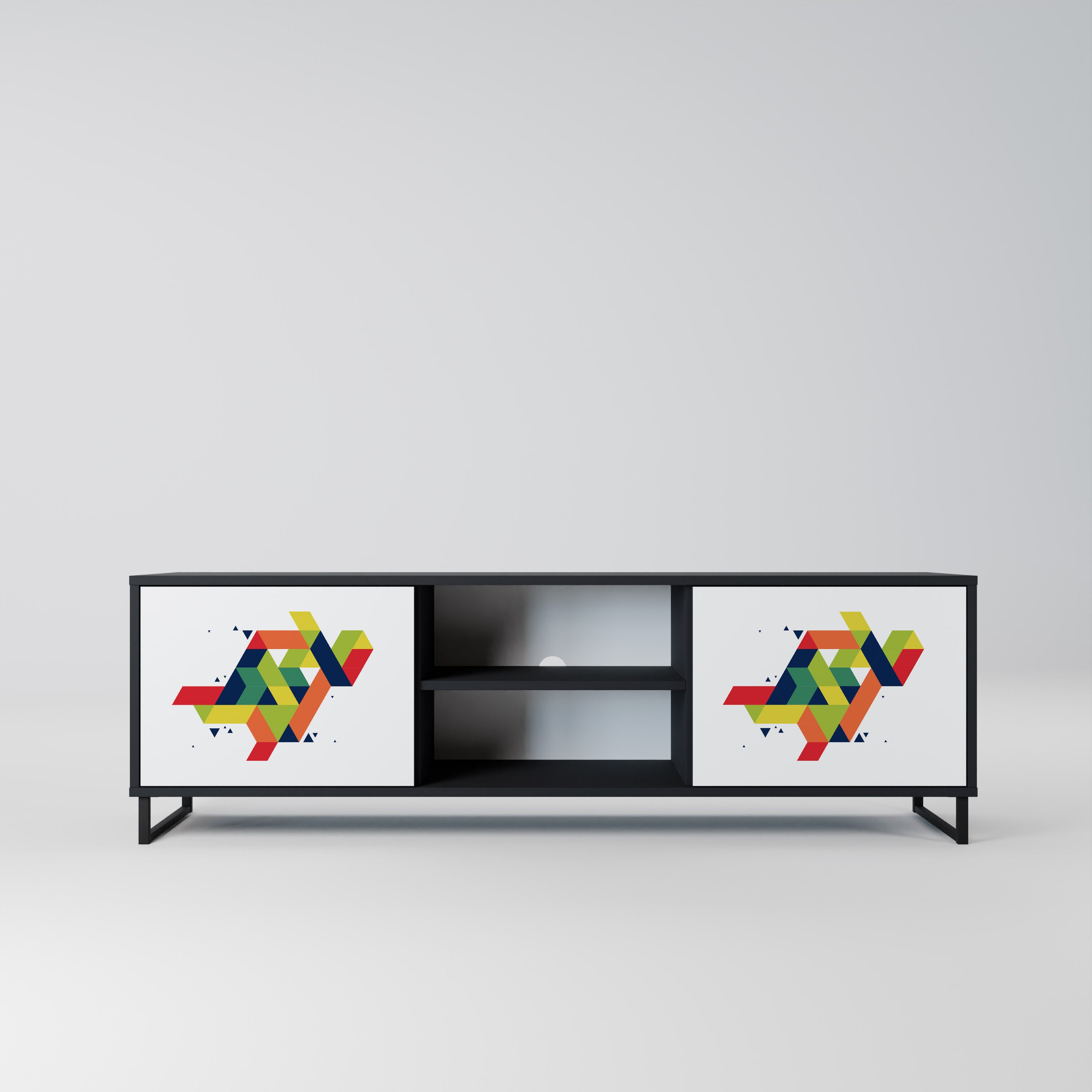 Mueble de TV de dos puertas FUTURE SIGN con acabado negro