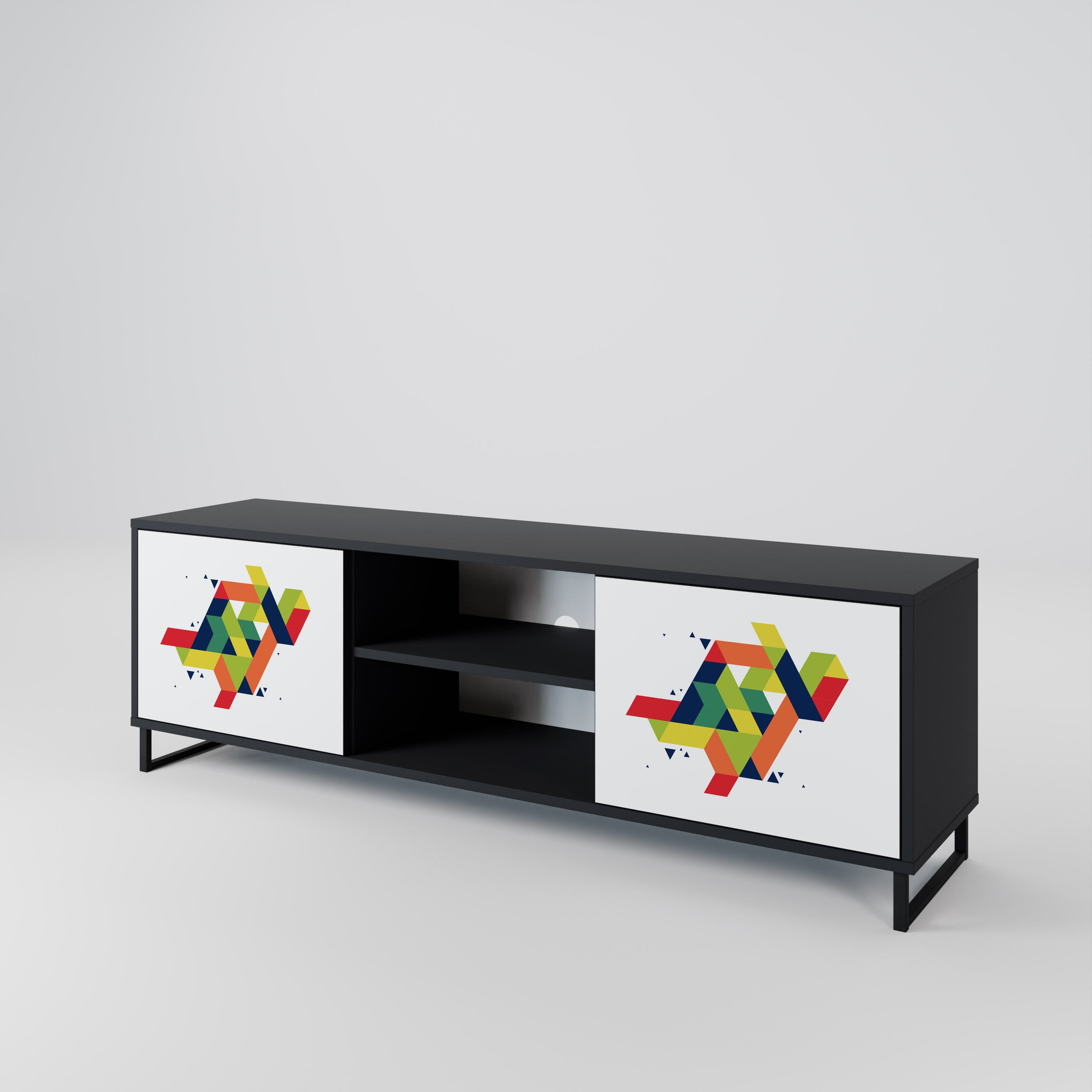Mueble de TV de dos puertas FUTURE SIGN con acabado negro