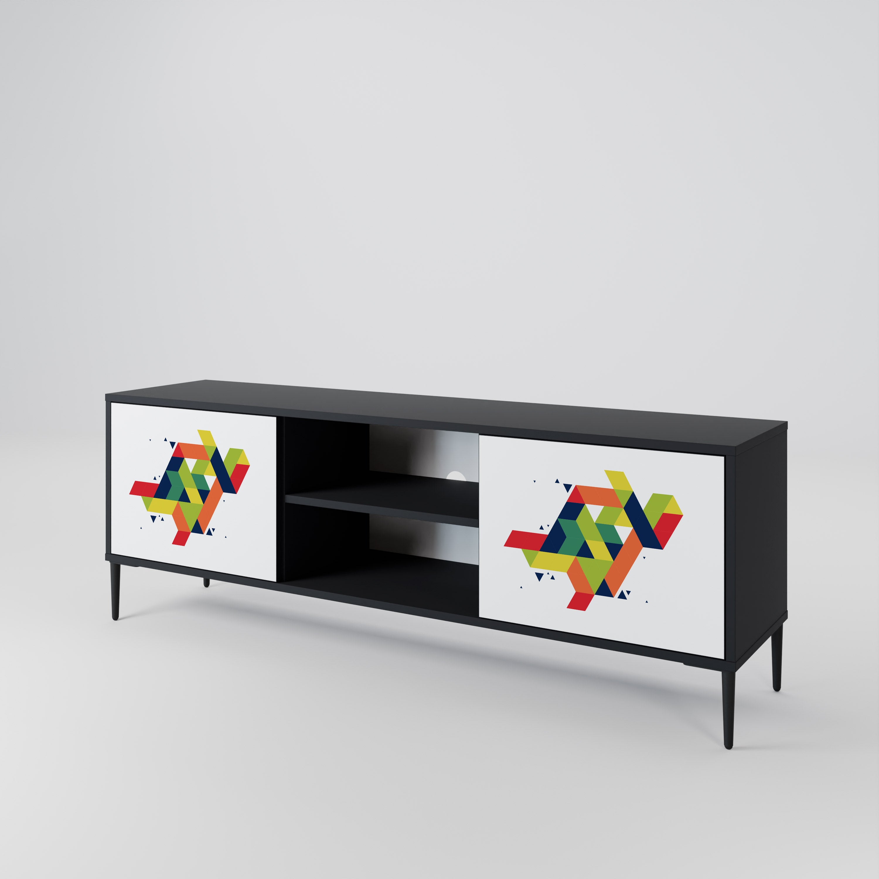 Mueble de TV de dos puertas FUTURE SIGN con acabado negro