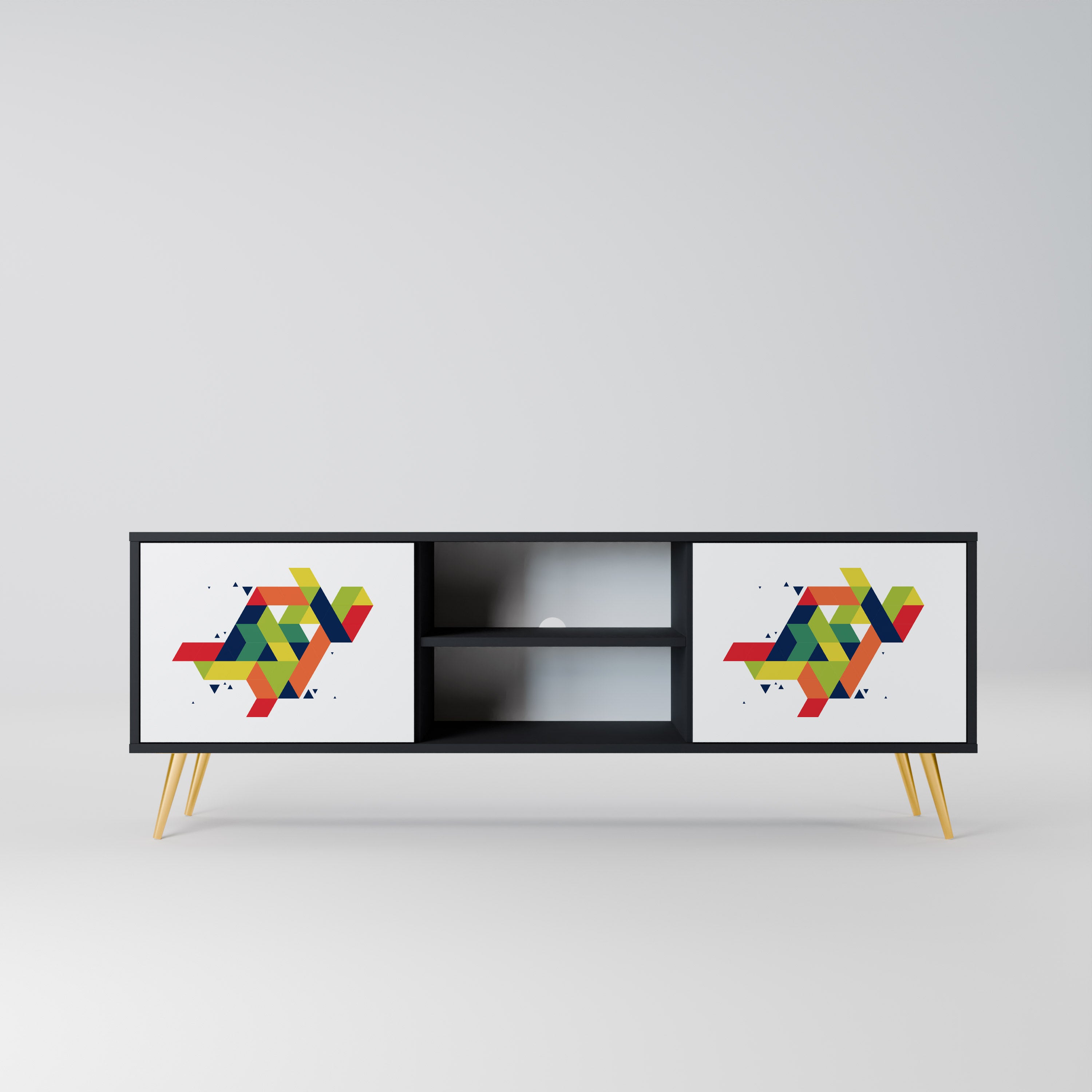 Mueble de TV de dos puertas FUTURE SIGN con acabado negro