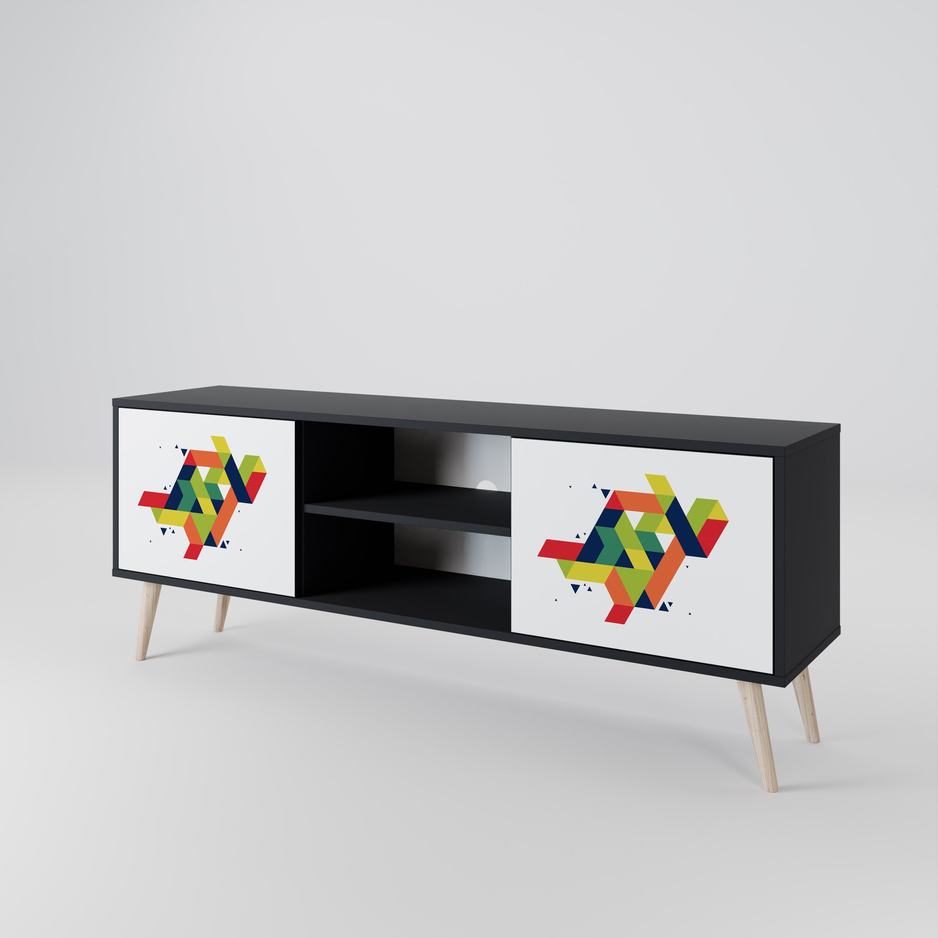 Mueble de TV de dos puertas FUTURE SIGN con acabado negro