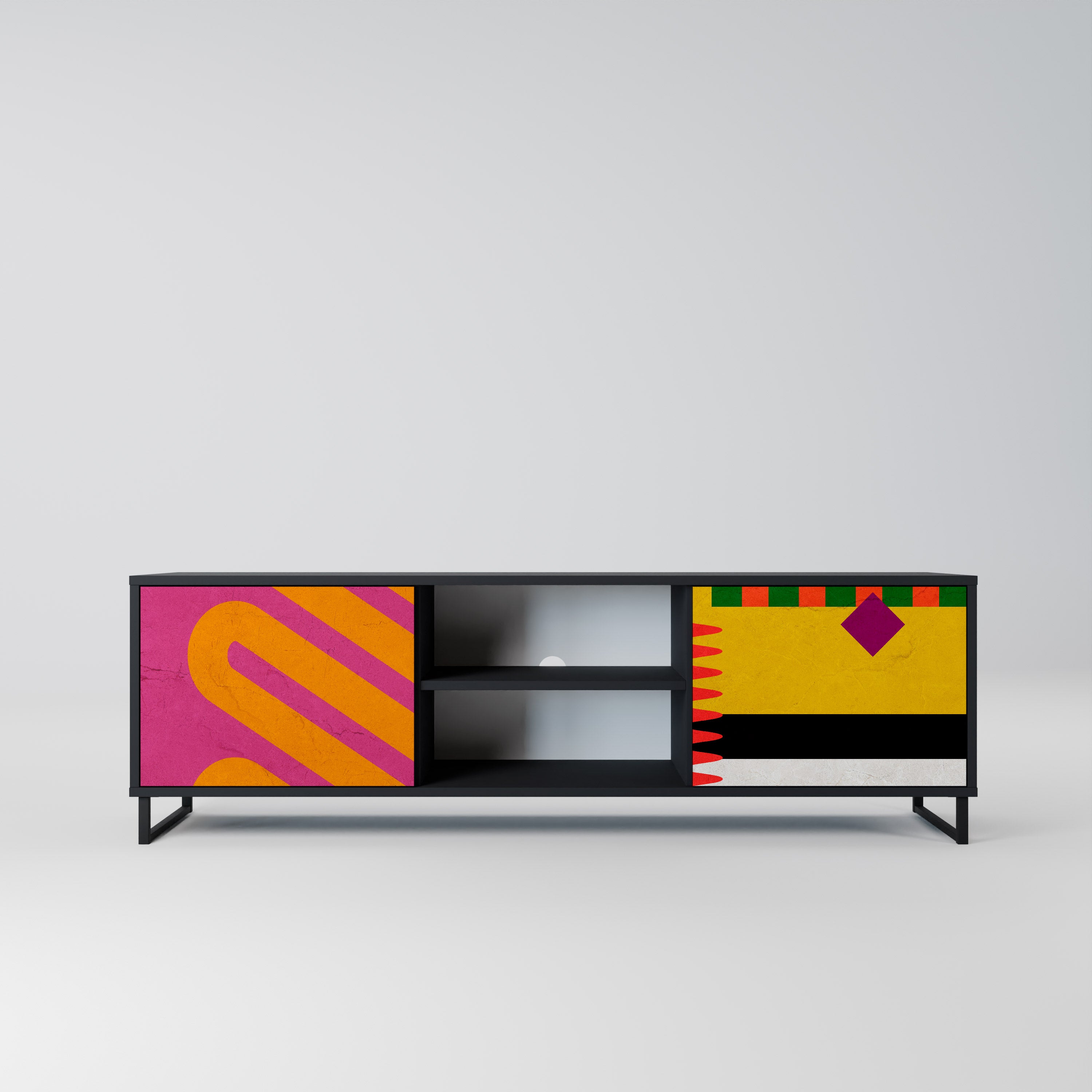 Mueble de TV VIVID ART de 2 puertas con acabado negro