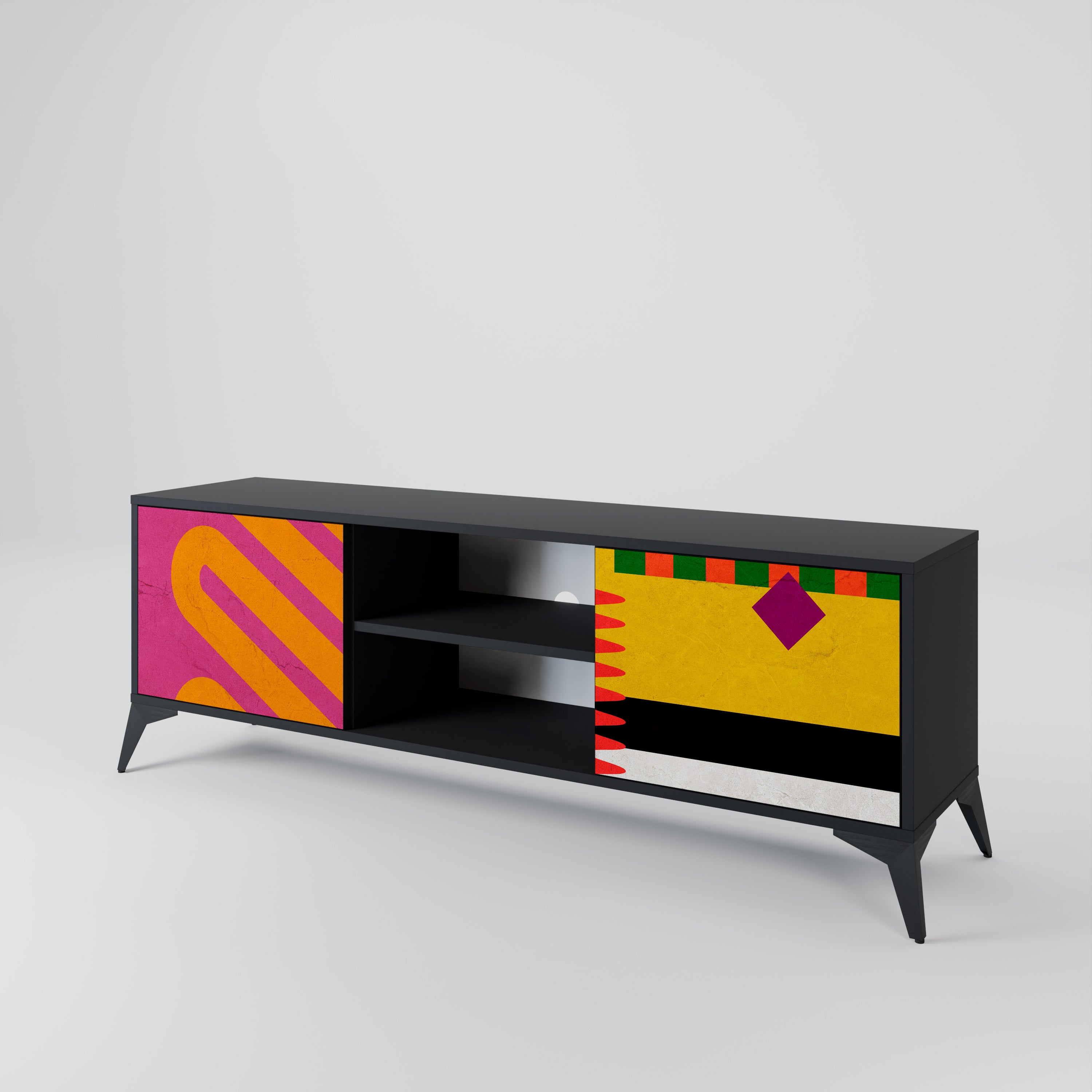 Mueble de TV VIVID ART de 2 puertas con acabado negro