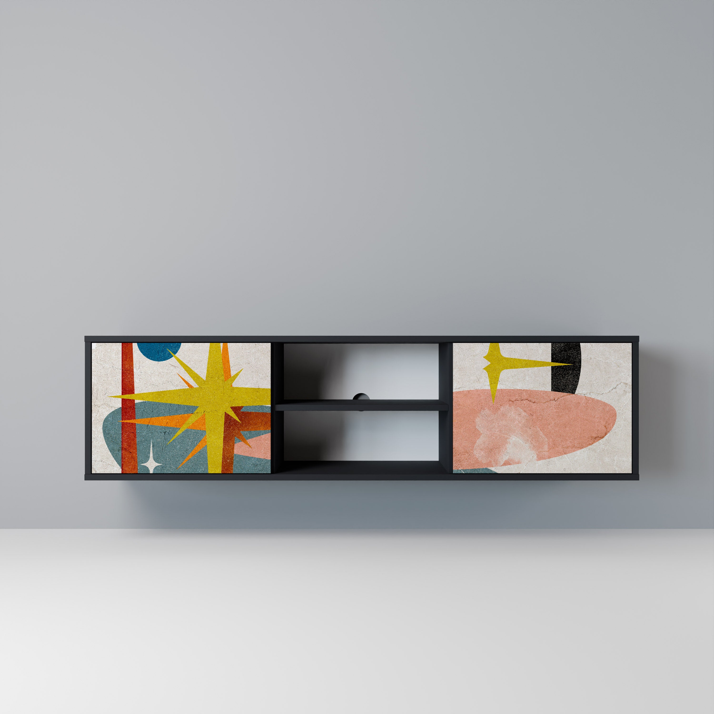 Mueble de TV INTERSTELLAR VIBES de 2 puertas con acabado negro