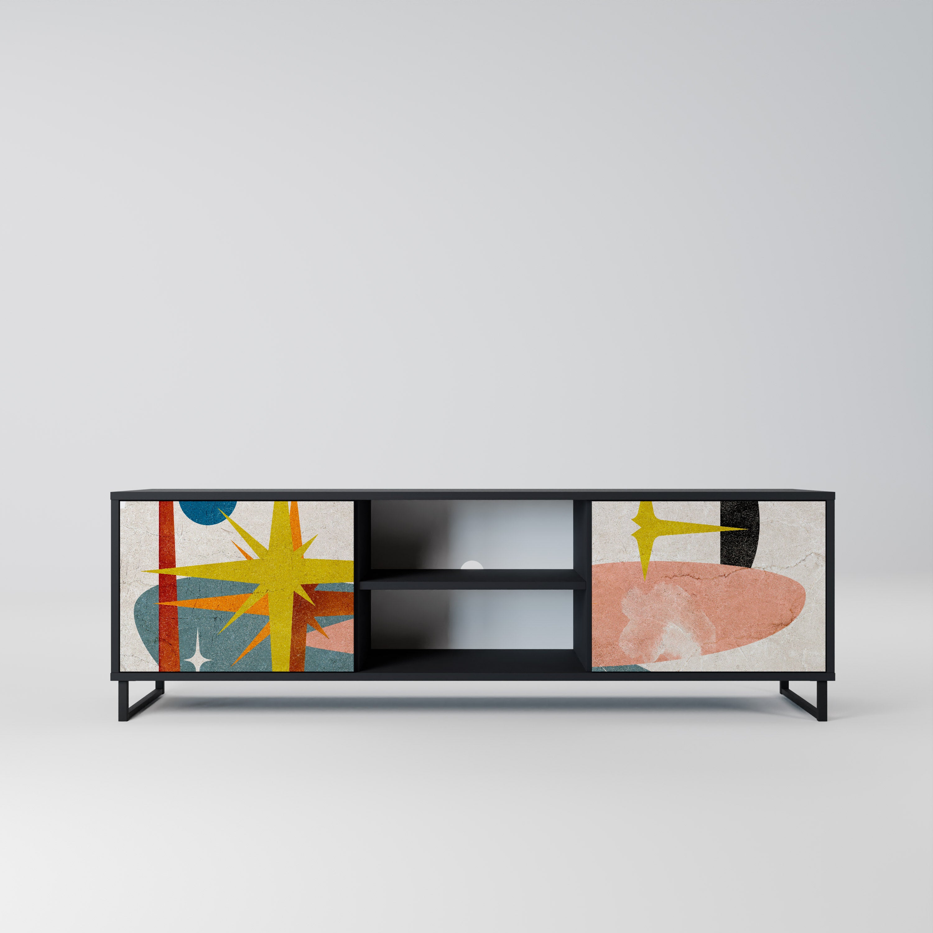 Mueble de TV INTERSTELLAR VIBES de 2 puertas con acabado negro