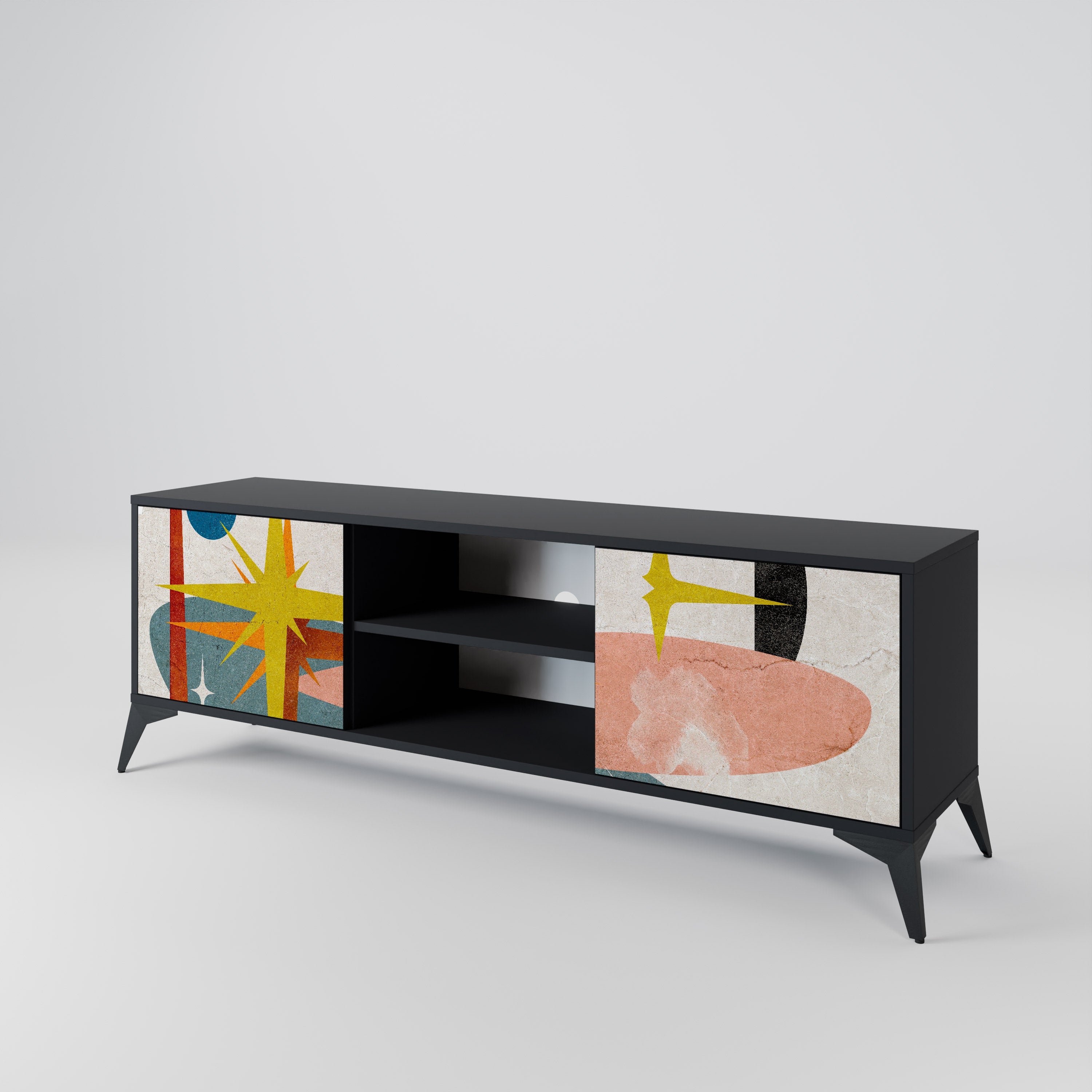Mueble de TV INTERSTELLAR VIBES de 2 puertas con acabado negro
