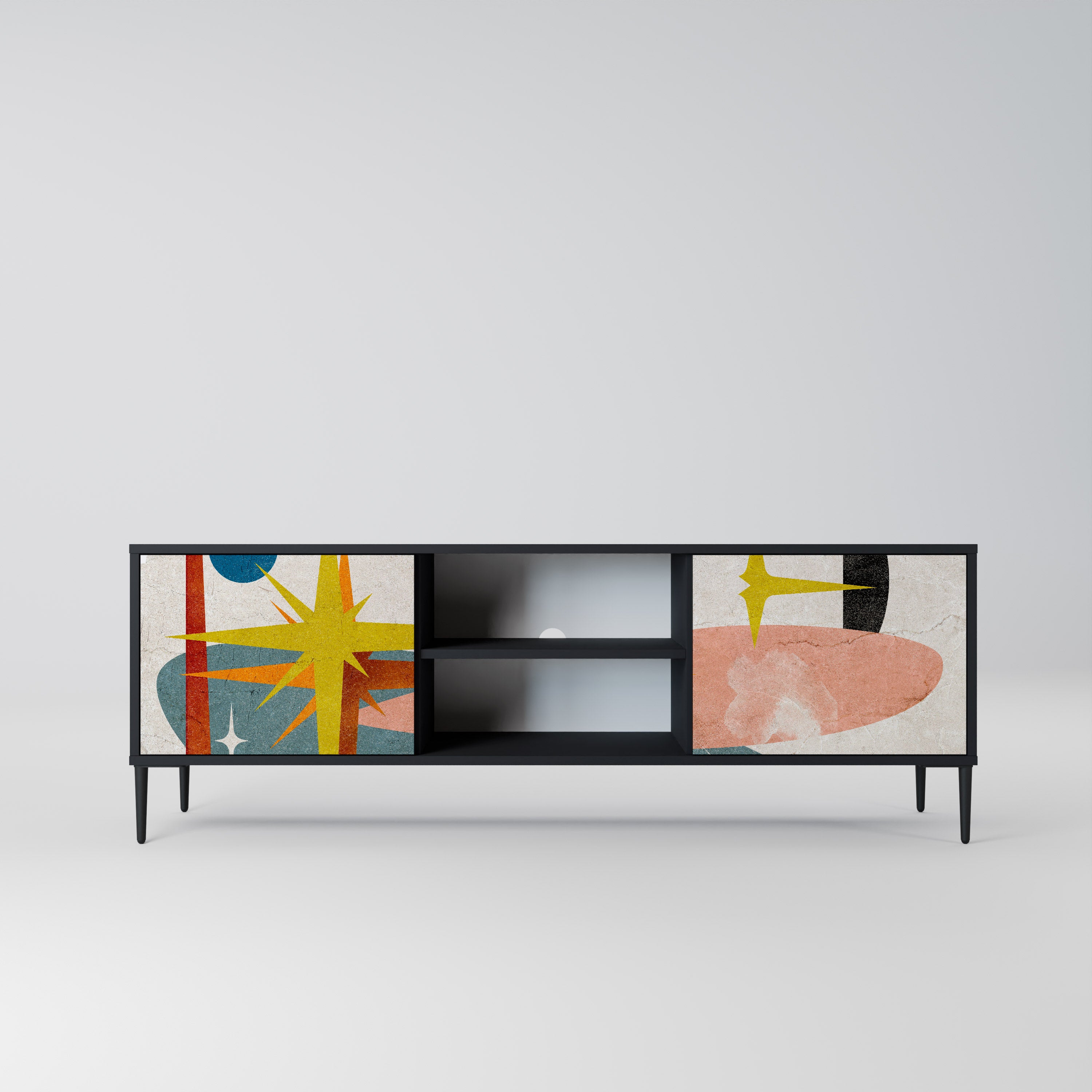 Mueble de TV INTERSTELLAR VIBES de 2 puertas con acabado negro