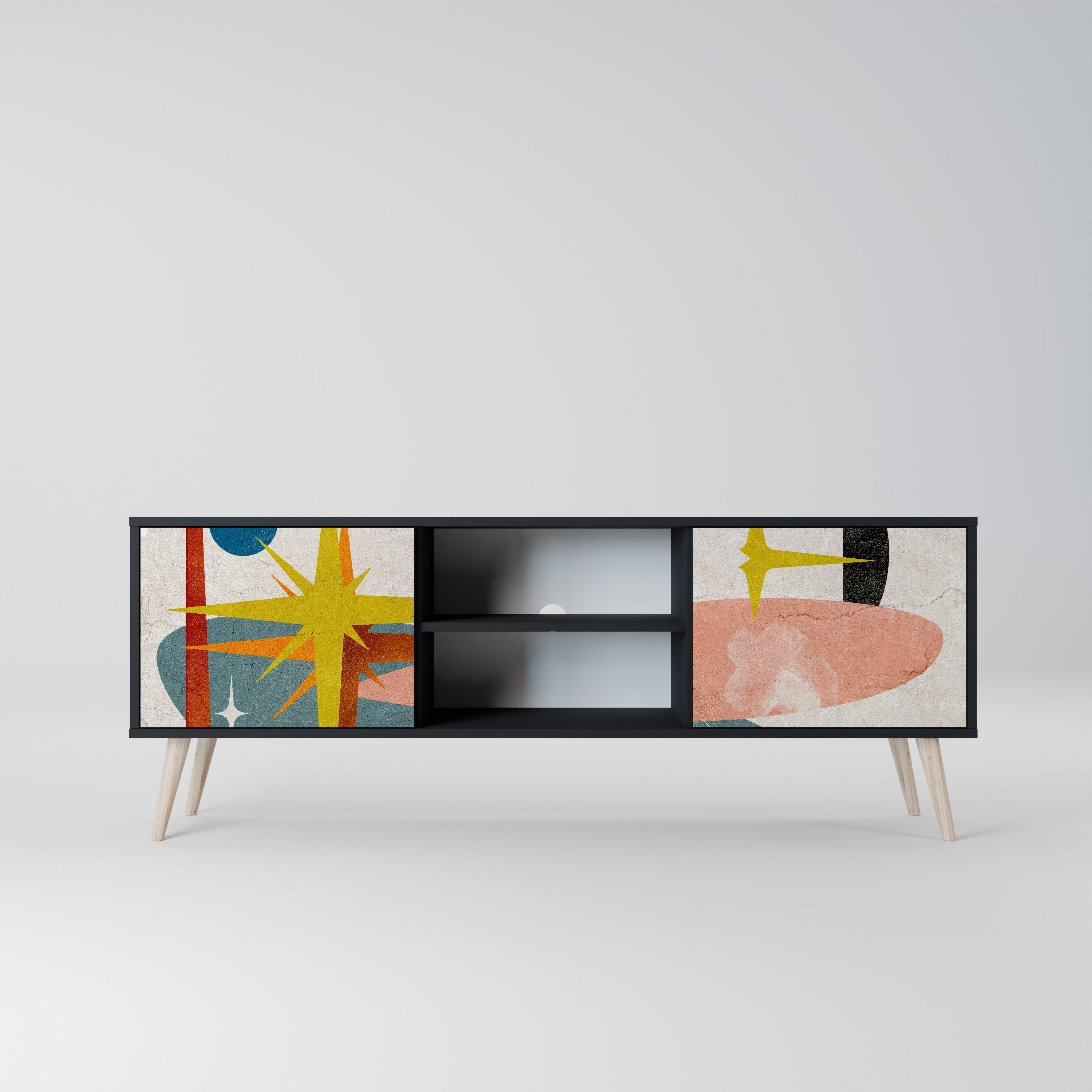 Mueble de TV INTERSTELLAR VIBES de 2 puertas con acabado negro