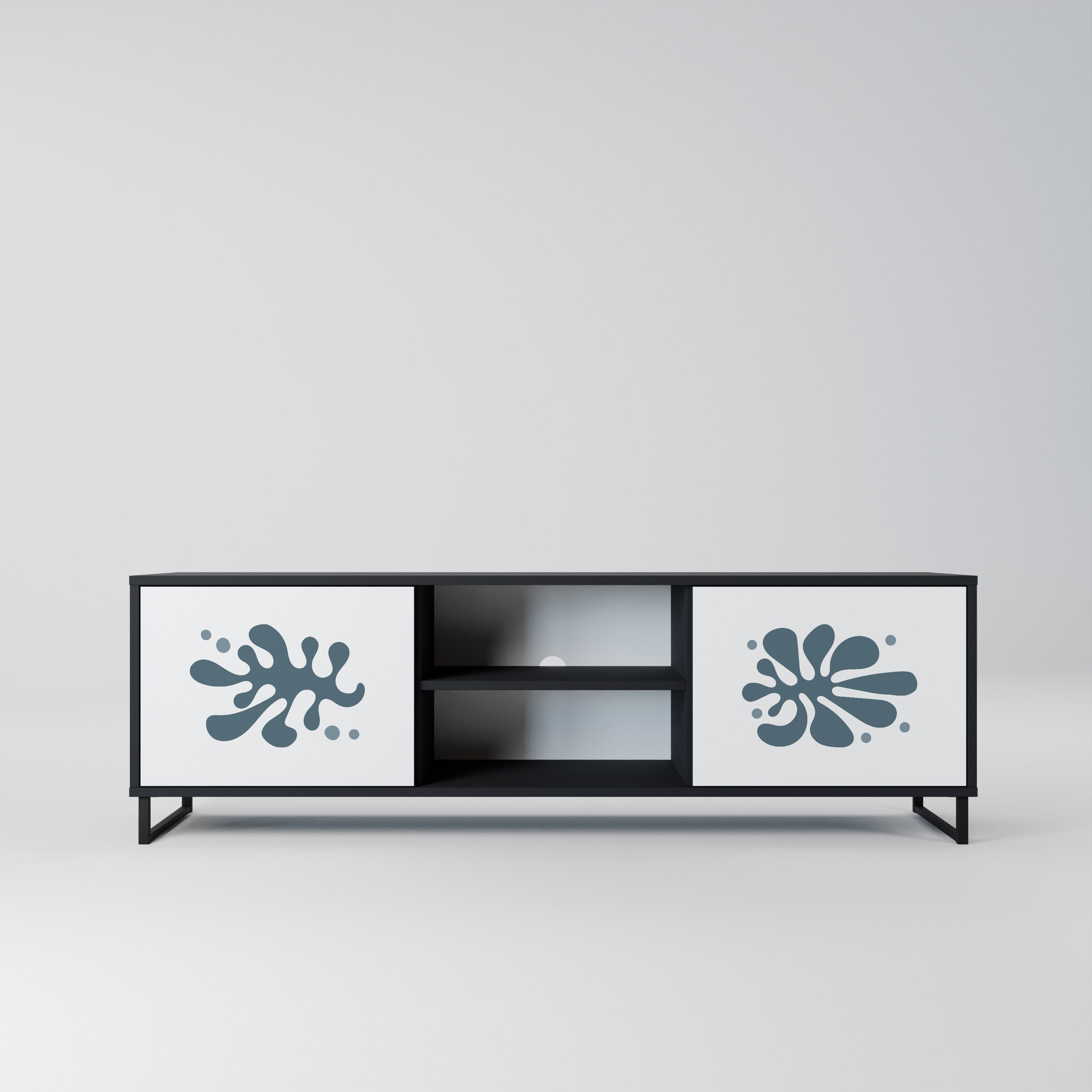 Mueble de TV de 2 puertas WONDERLAND VEGETATION en acabado negro