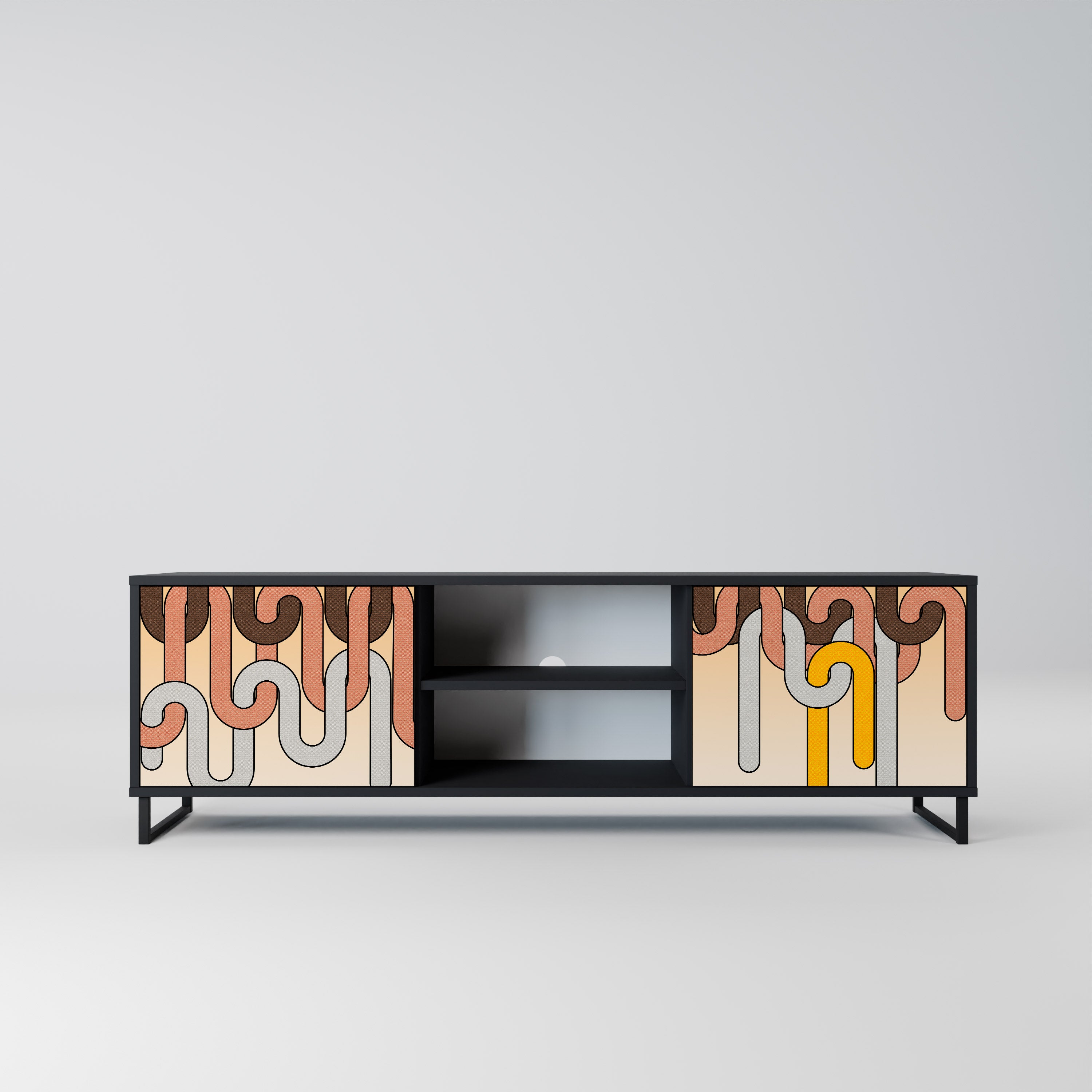 Mueble para TV de 2 puertas COLORFUL STRINGS con acabado negro