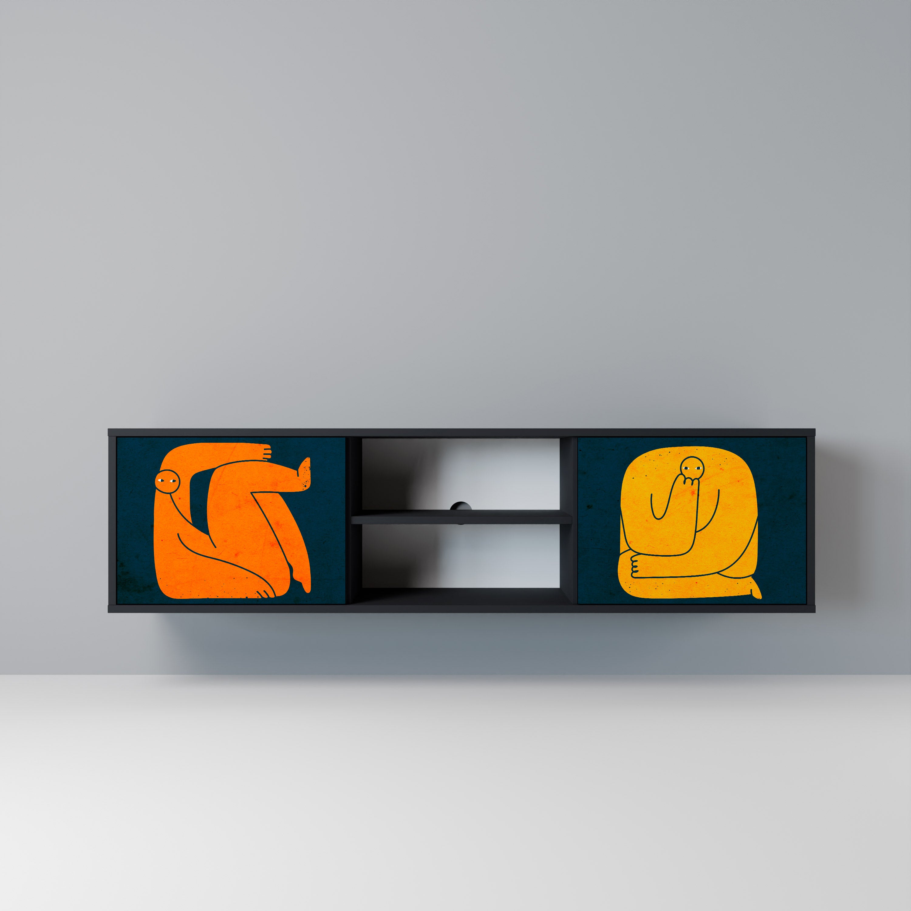 JUNTOS PERO POR SEPARADO Mueble de TV de 2 puertas en acabado negro