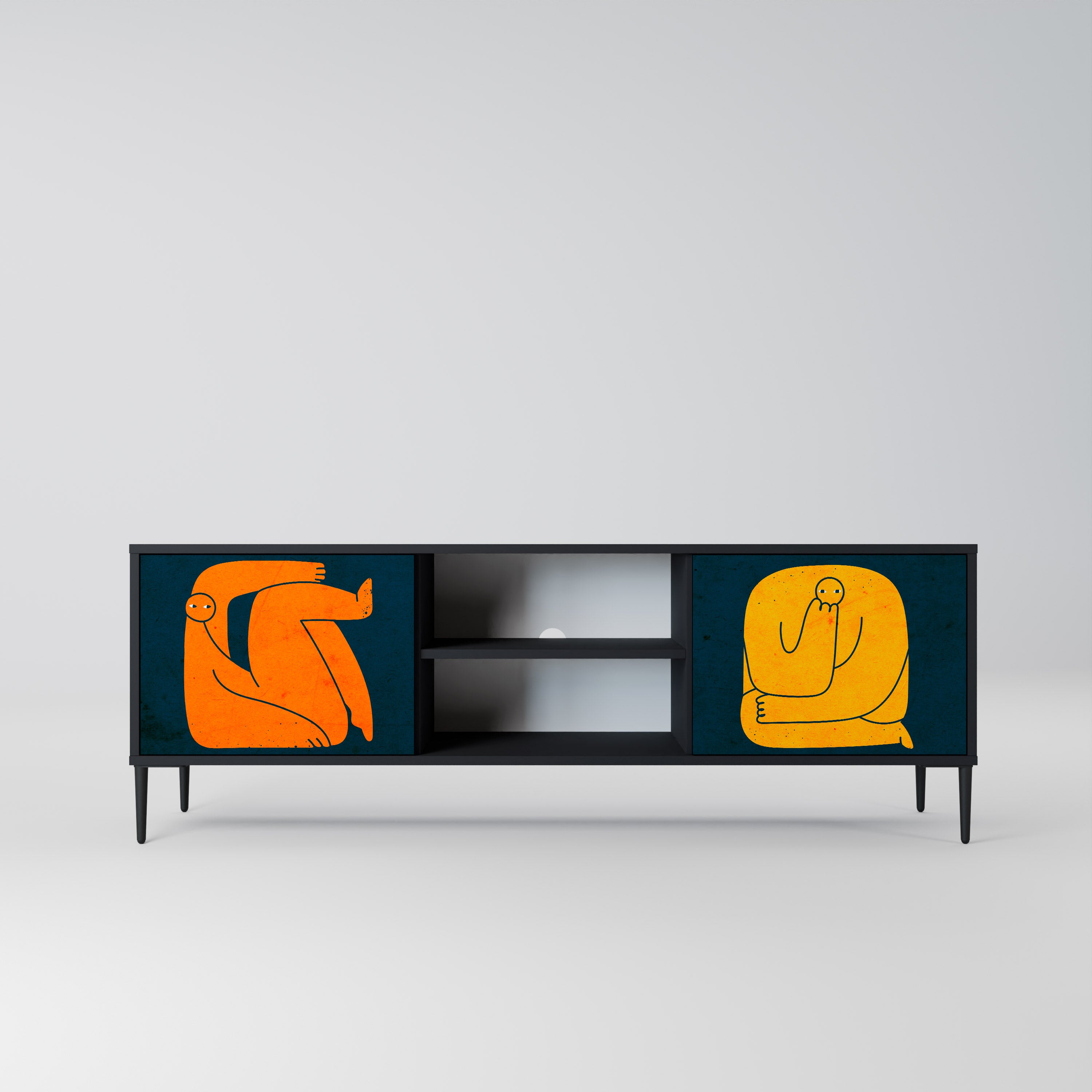 JUNTOS PERO POR SEPARADO Mueble de TV de 2 puertas en acabado negro