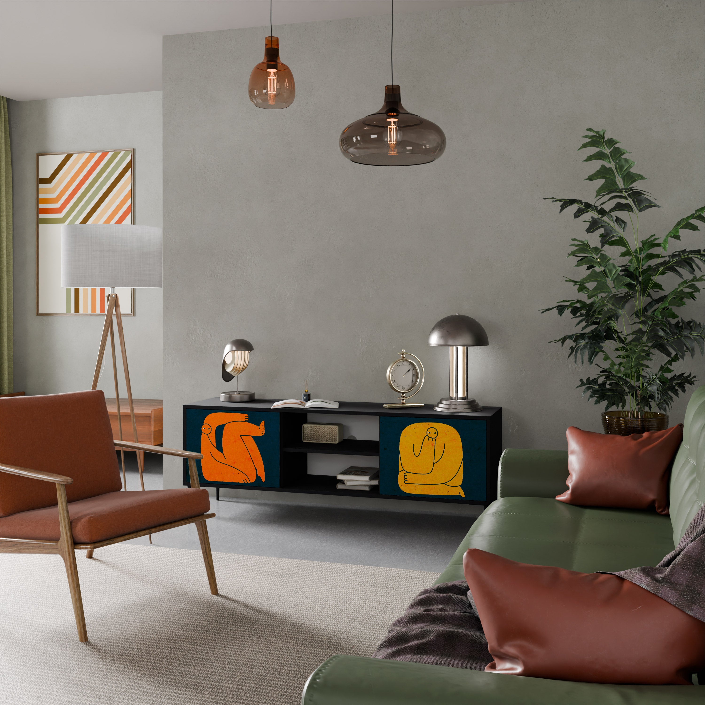 JUNTOS PERO POR SEPARADO Mueble de TV de 2 puertas en acabado negro