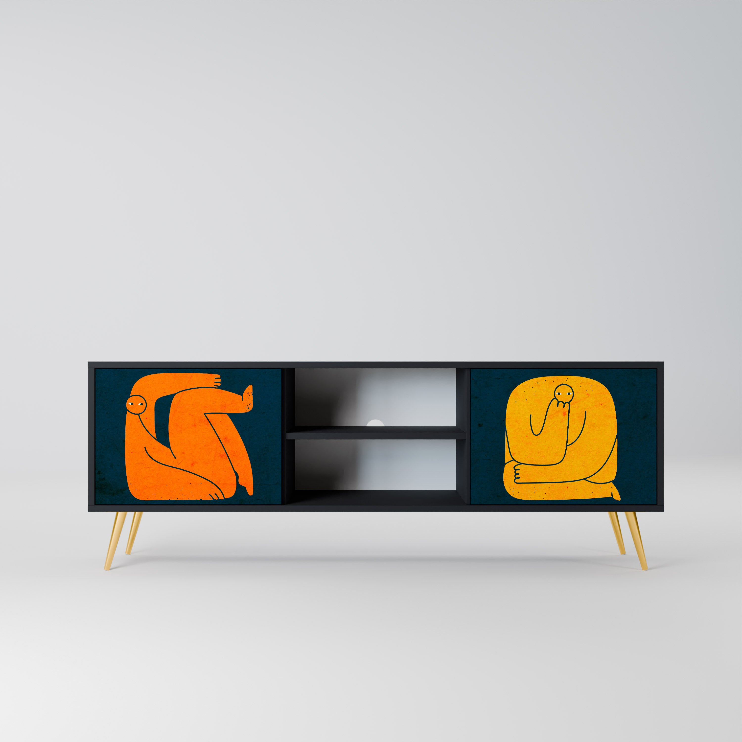 JUNTOS PERO POR SEPARADO Mueble de TV de 2 puertas en acabado negro