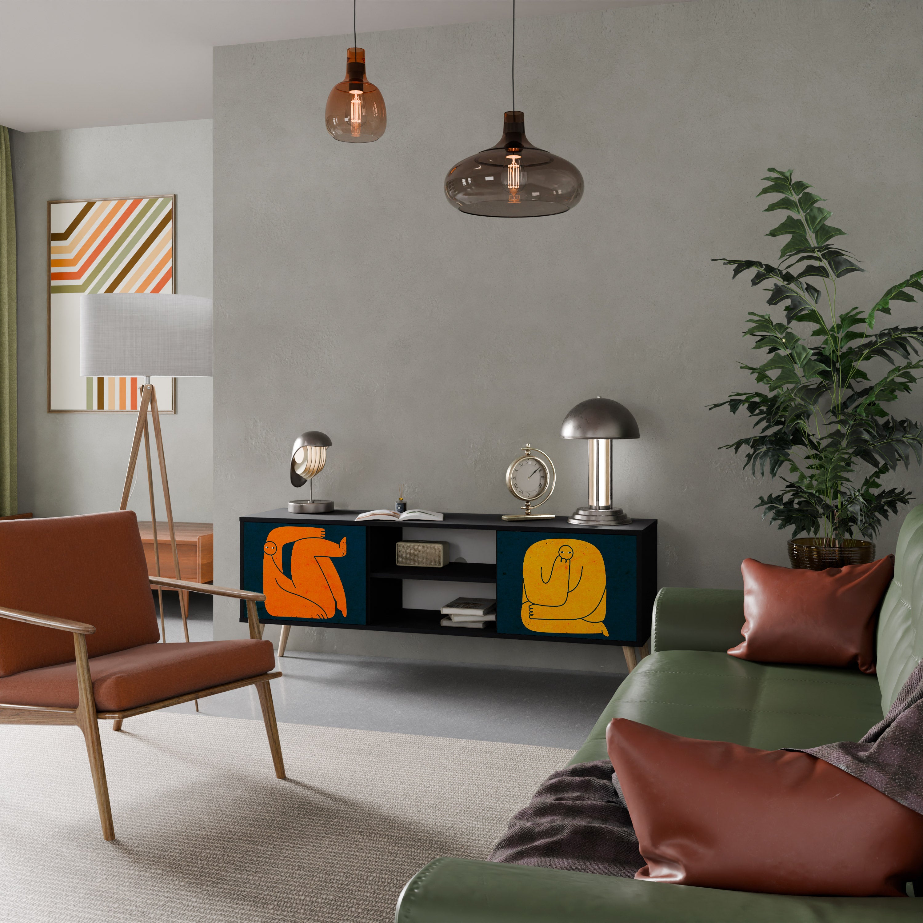 JUNTOS PERO POR SEPARADO Mueble de TV de 2 puertas en acabado negro