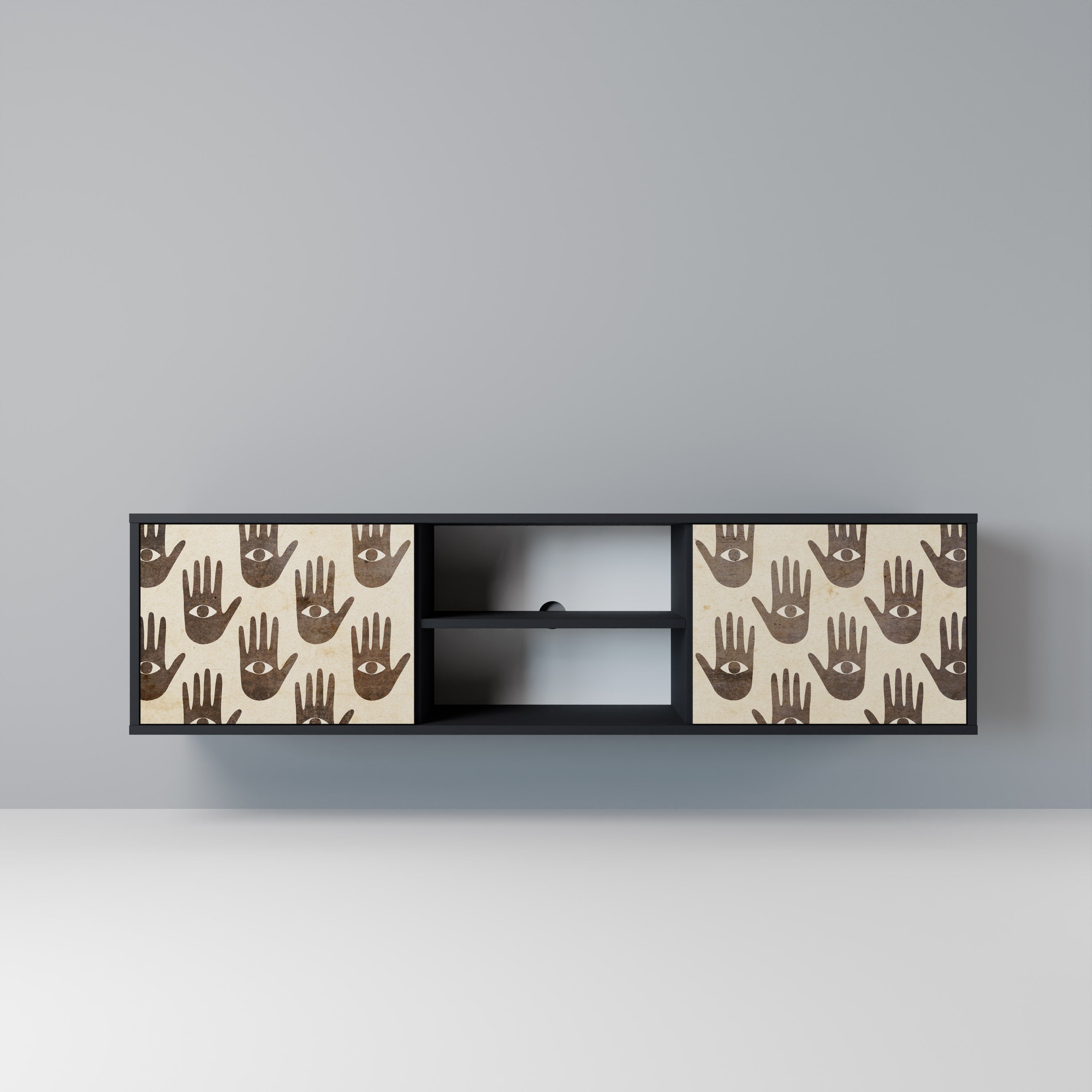 VER MÁS Mueble de TV de 2 puertas en acabado negro