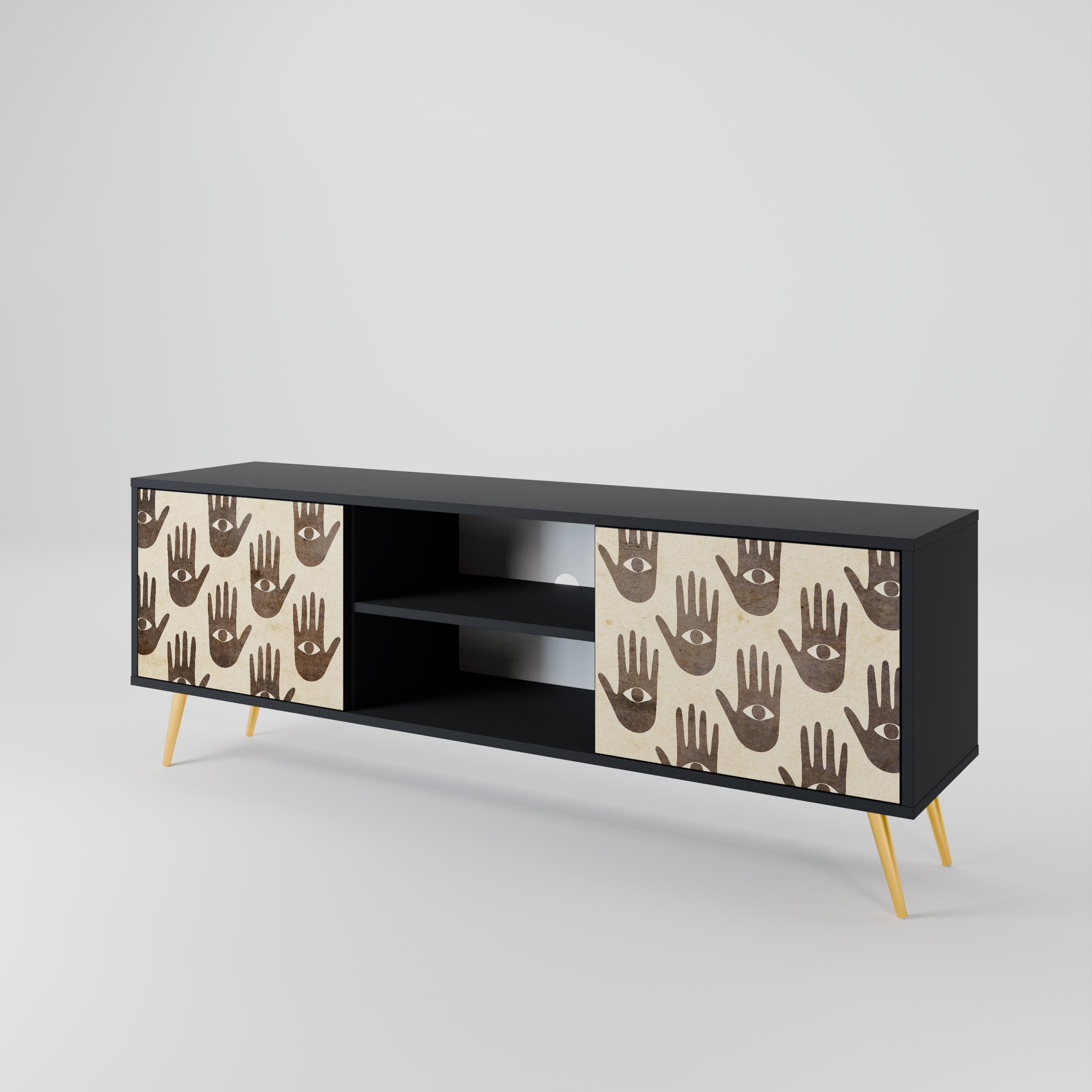 VER MÁS Mueble de TV de 2 puertas en acabado negro