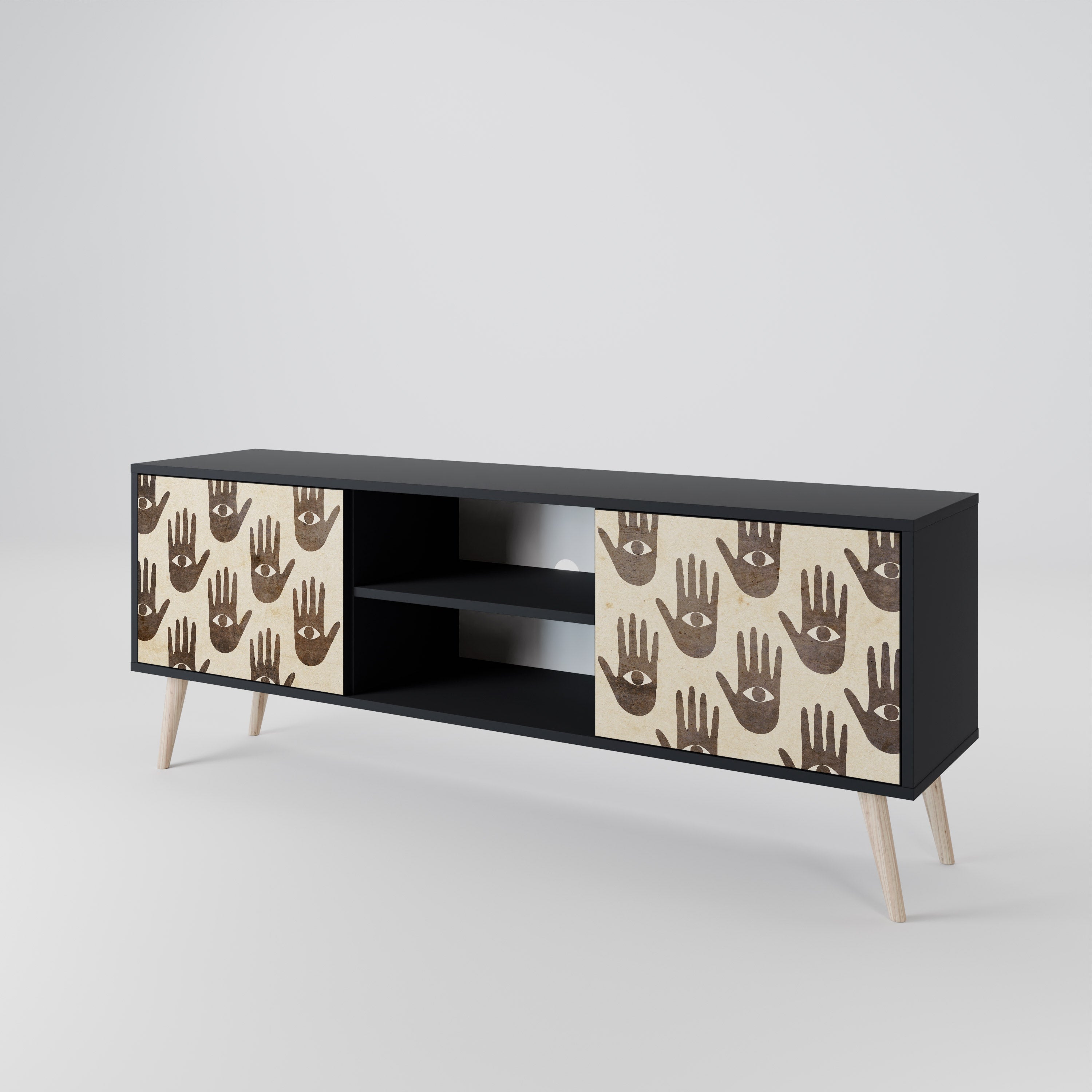VER MÁS Mueble de TV de 2 puertas en acabado negro