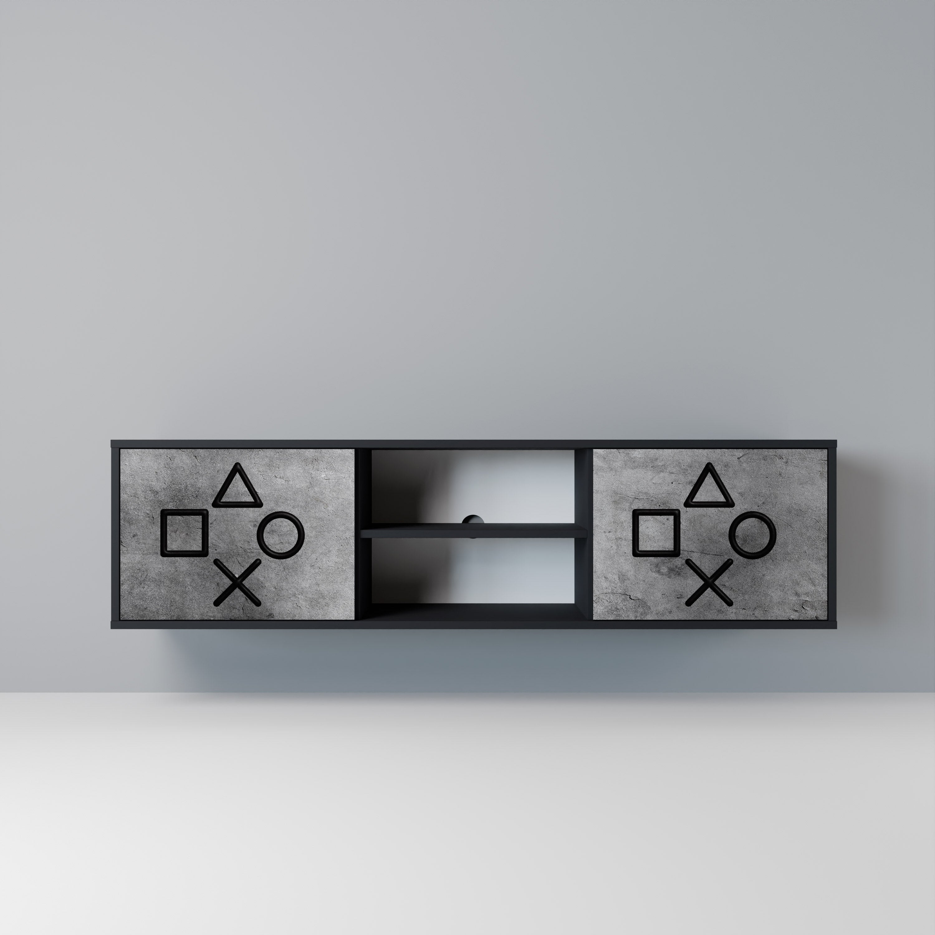 Mueble para TV de 2 puertas GAMER CHOICE con acabado negro