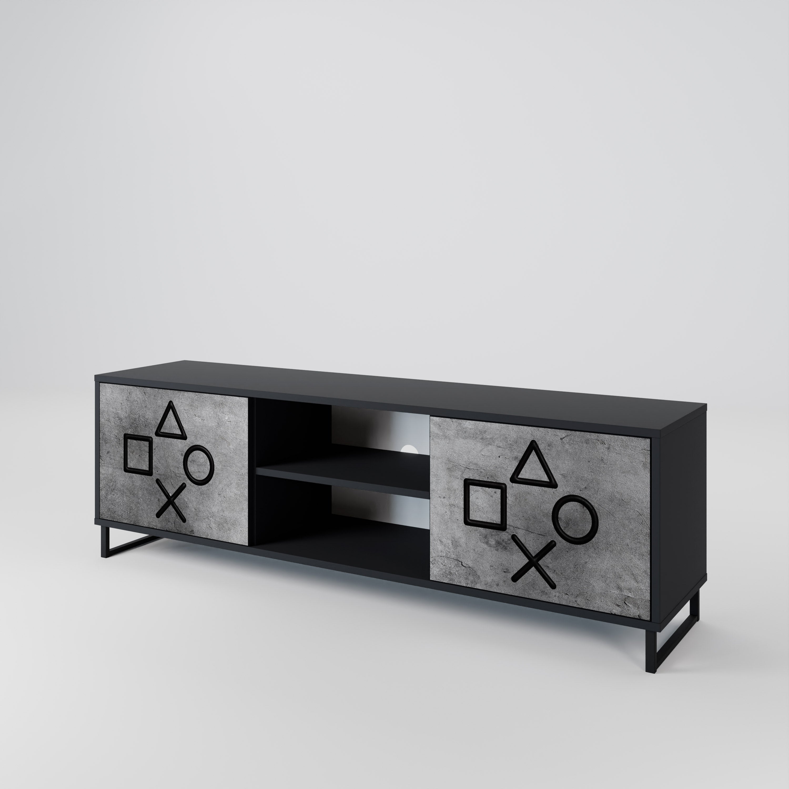 Mueble para TV de 2 puertas GAMER CHOICE con acabado negro