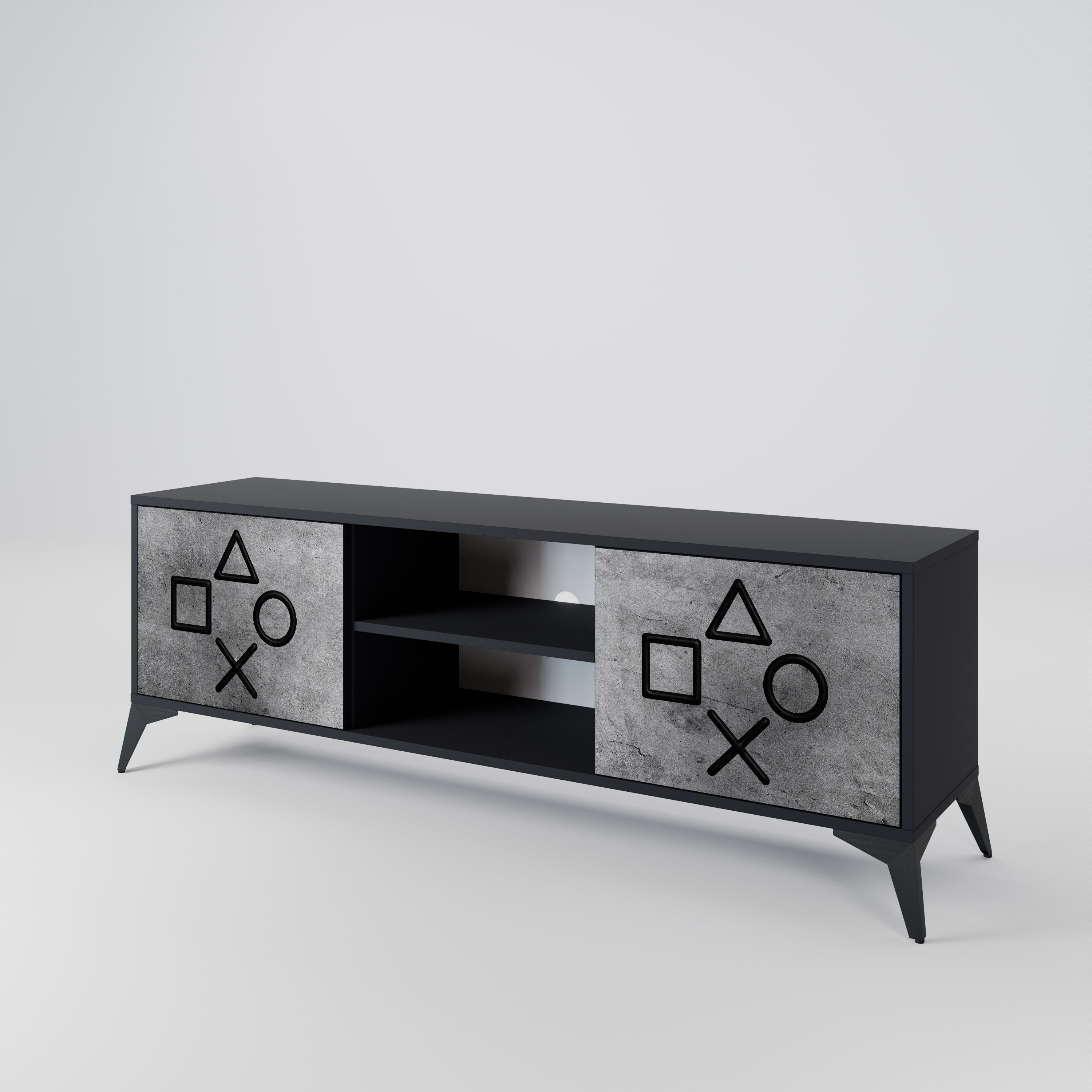 Mueble para TV de 2 puertas GAMER CHOICE con acabado negro