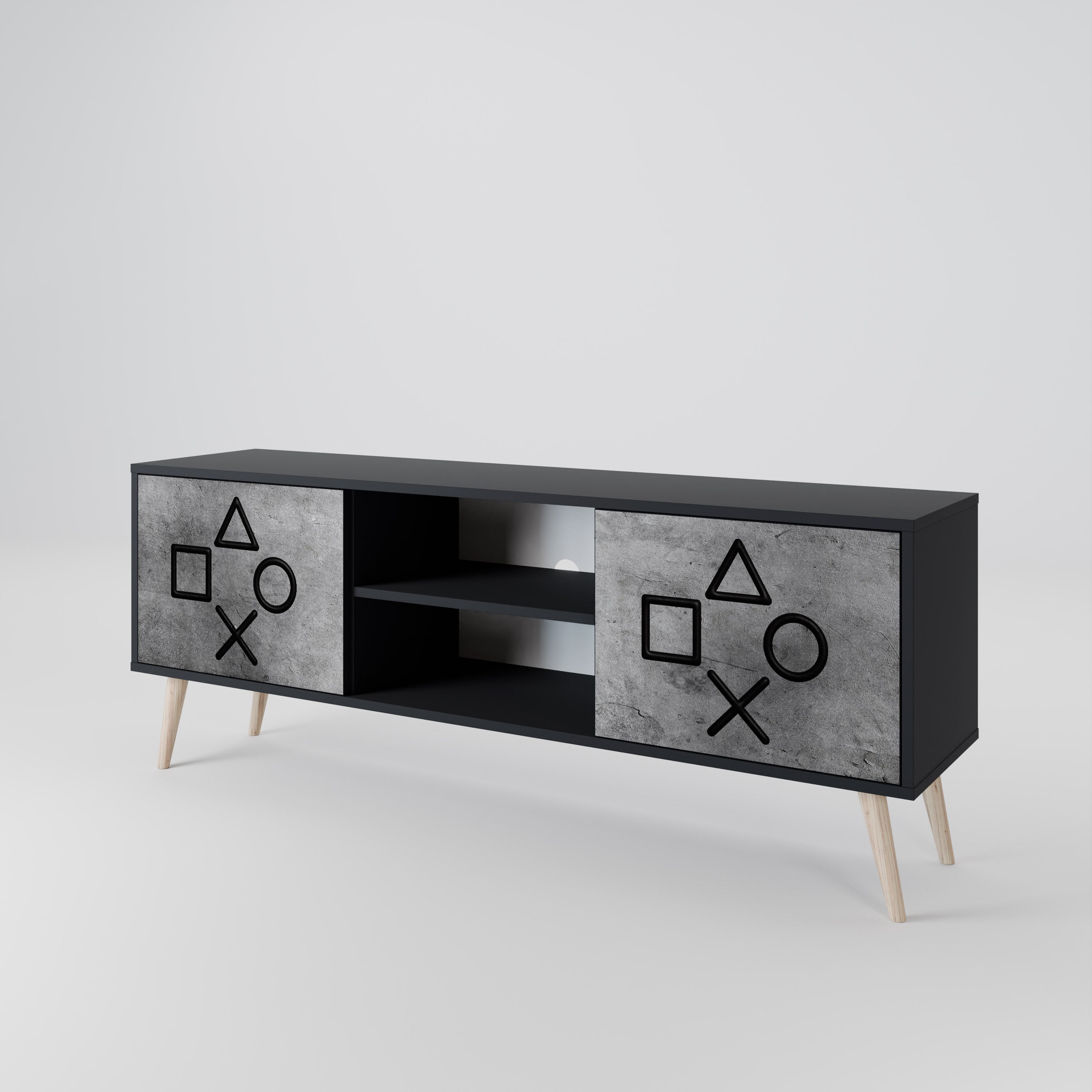 Mueble para TV de 2 puertas GAMER CHOICE con acabado negro