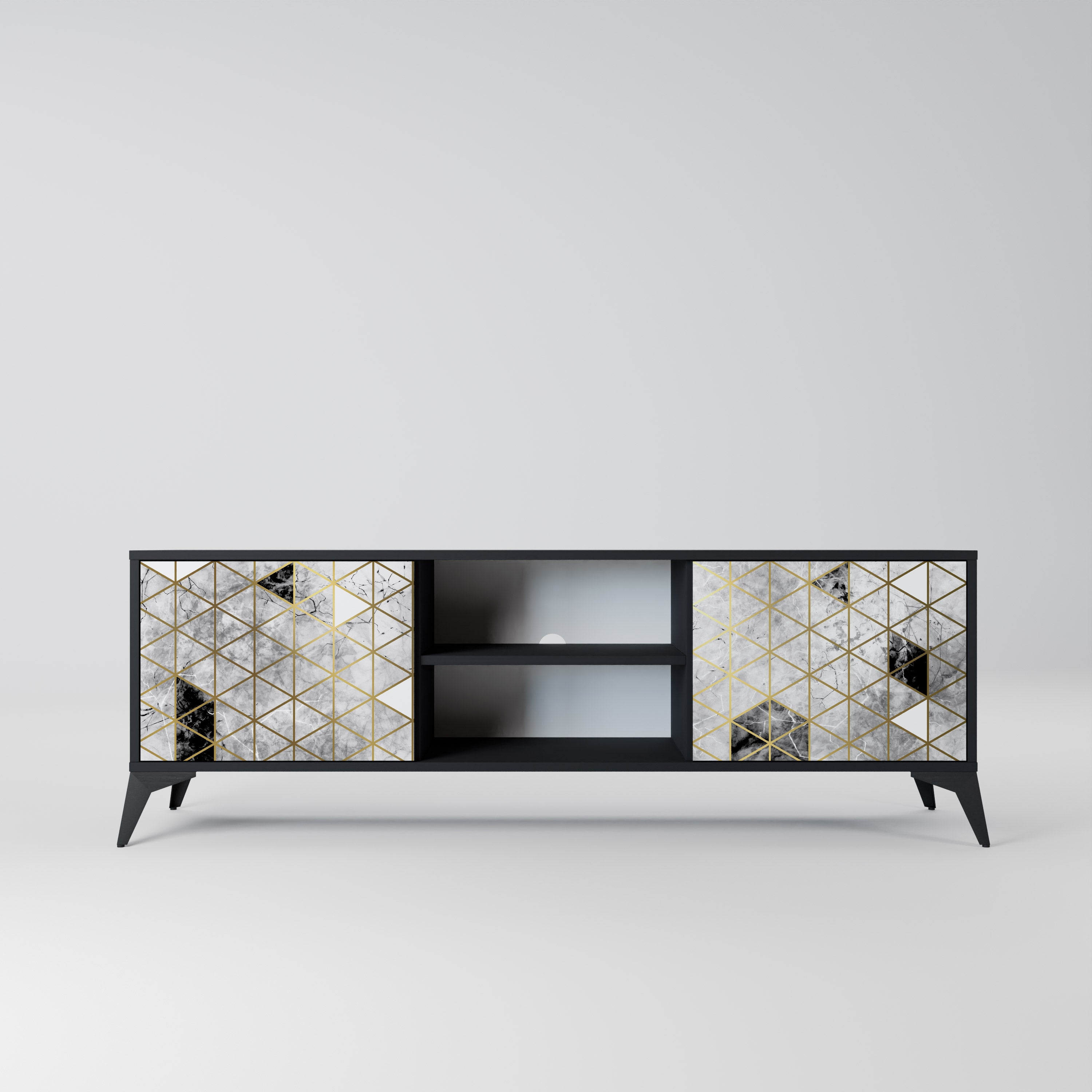 Mueble de TV ASHEN ARIA de 2 puertas con acabado negro