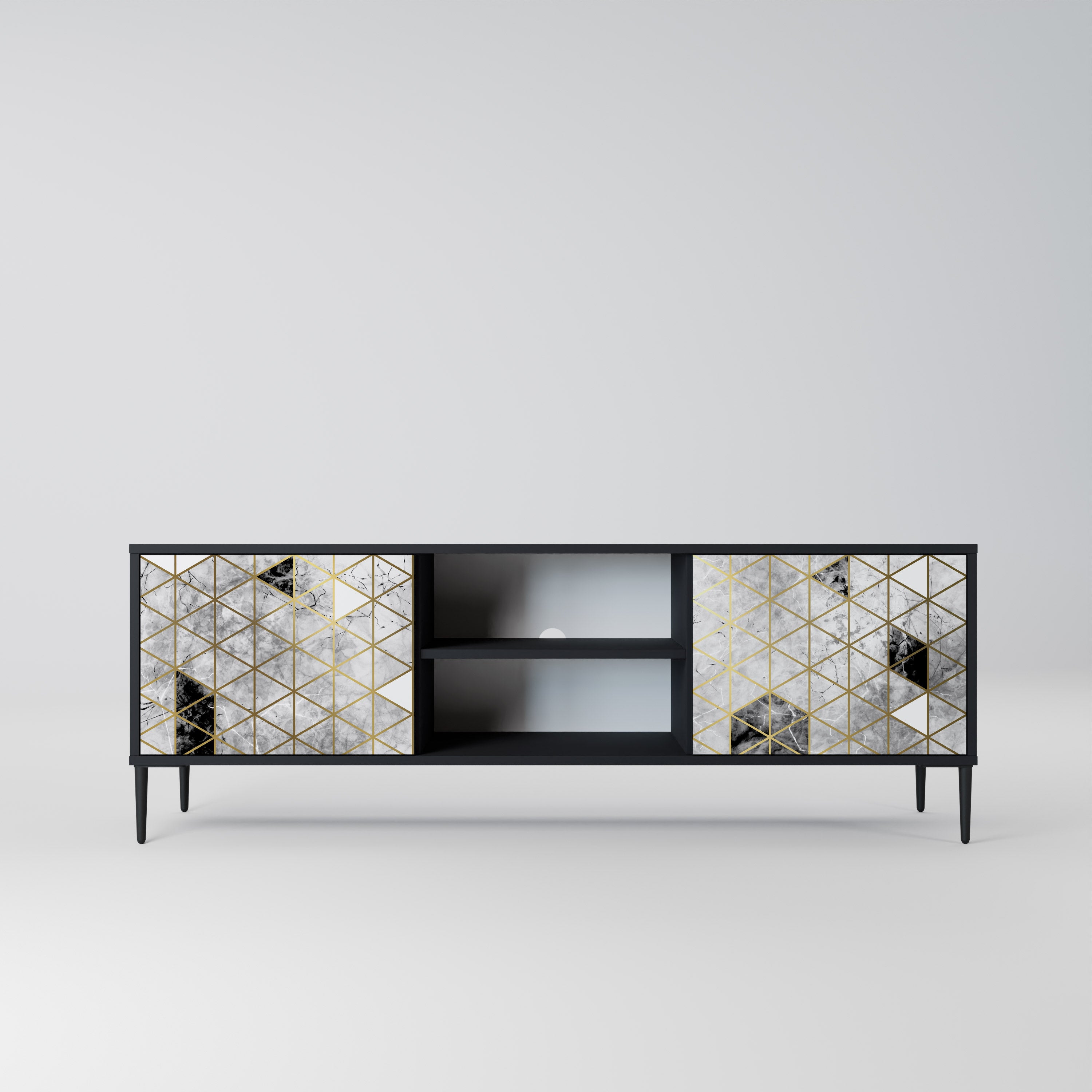 Mueble de TV ASHEN ARIA de 2 puertas con acabado negro