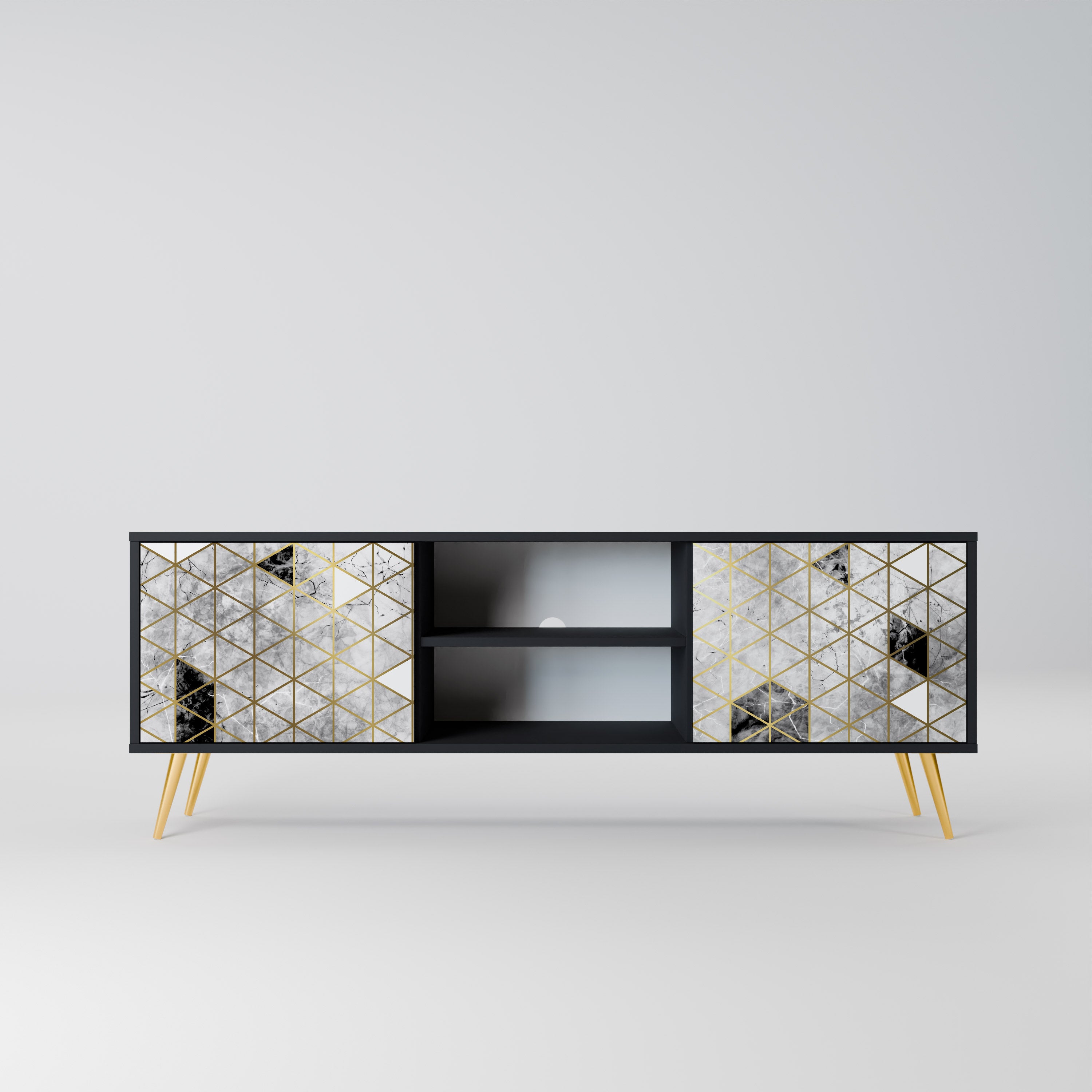 Mueble de TV ASHEN ARIA de 2 puertas con acabado negro