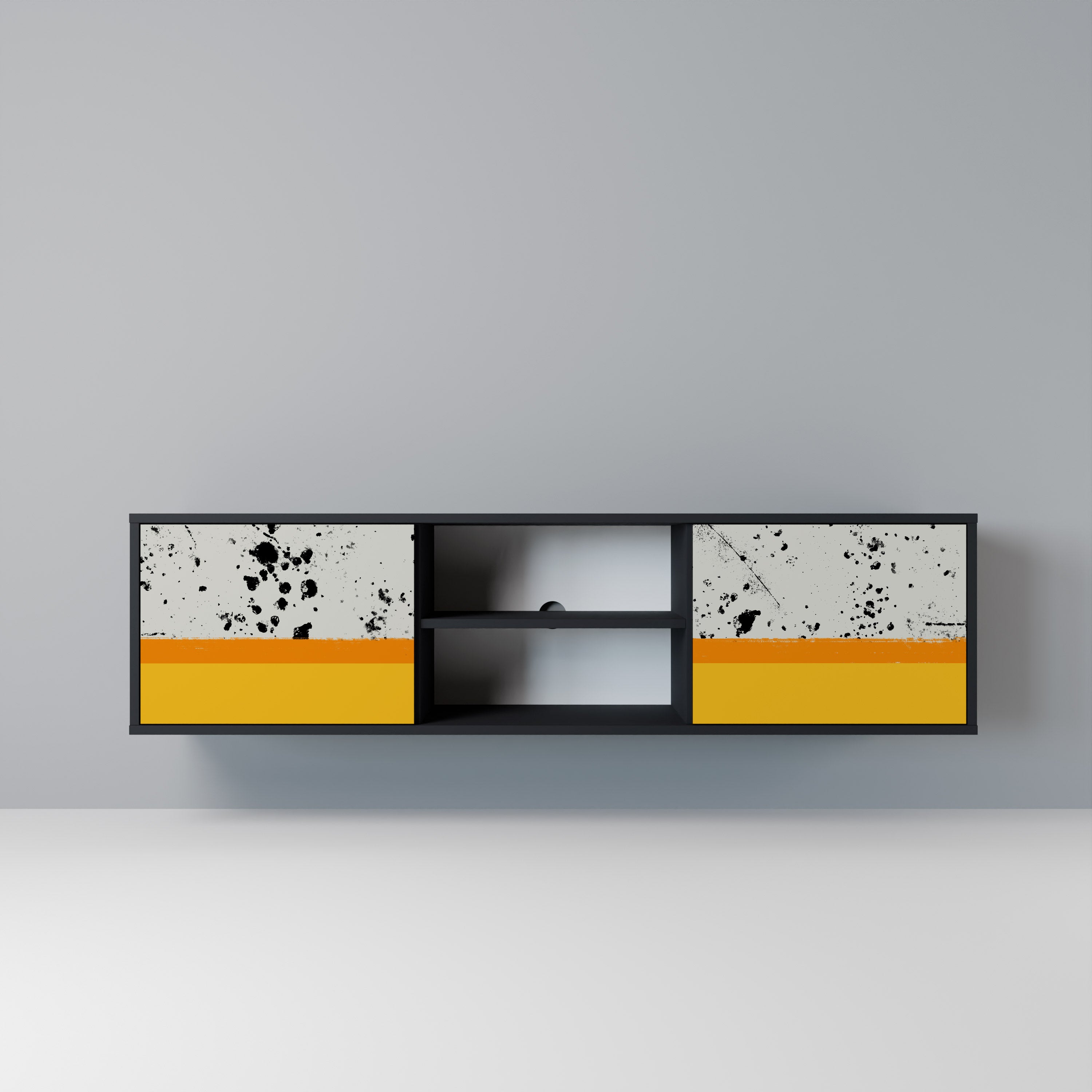 Mueble de TV de 2 puertas DYED BY ORANGE en acabado negro