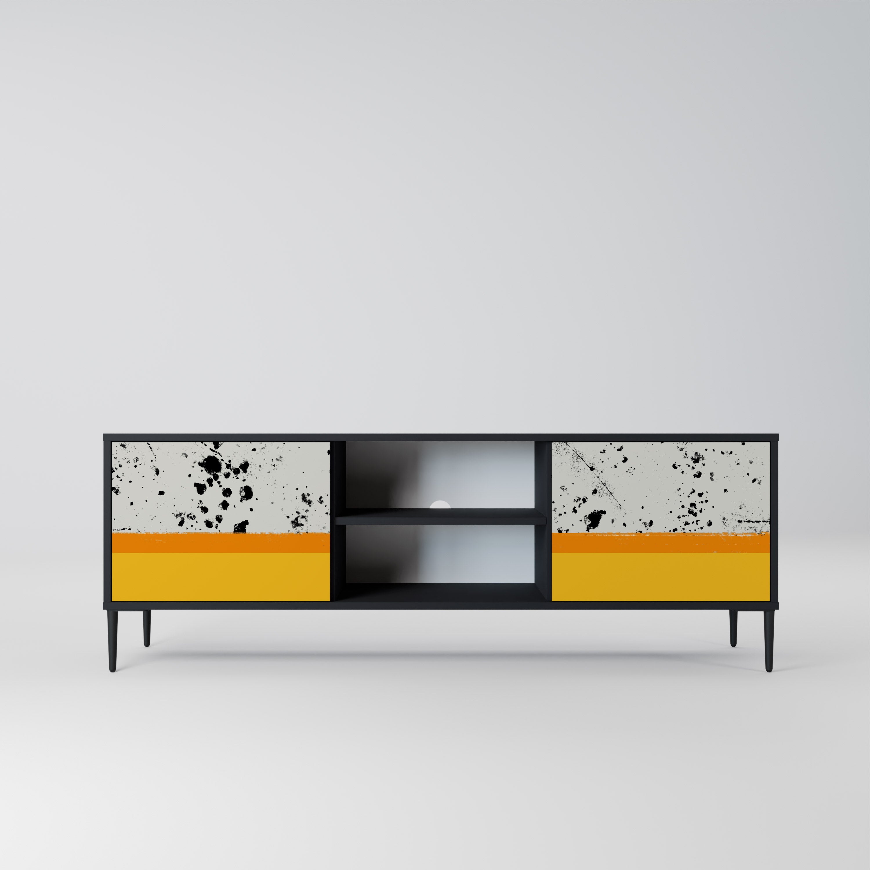 Mueble de TV de 2 puertas DYED BY ORANGE en acabado negro