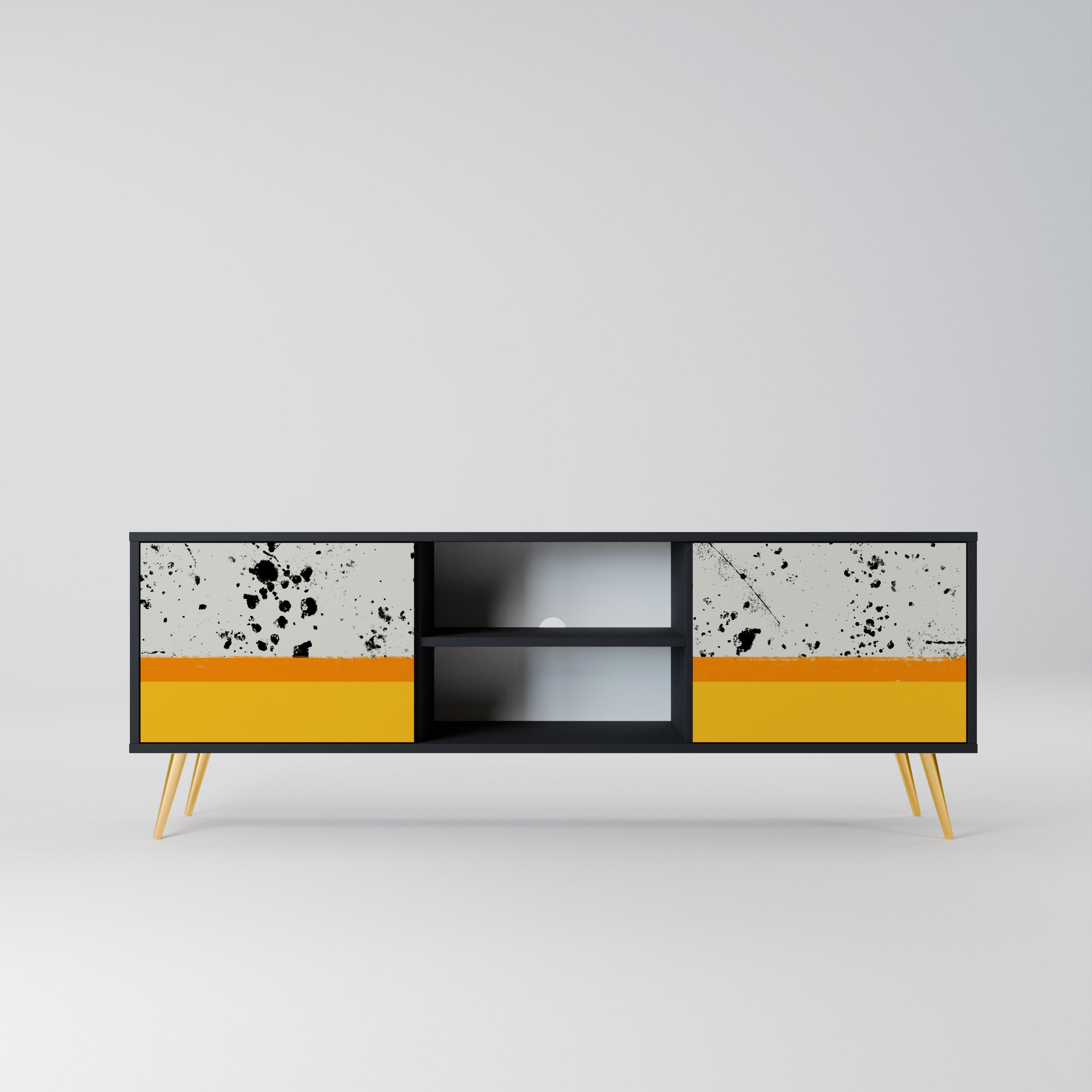 Mueble de TV de 2 puertas DYED BY ORANGE en acabado negro